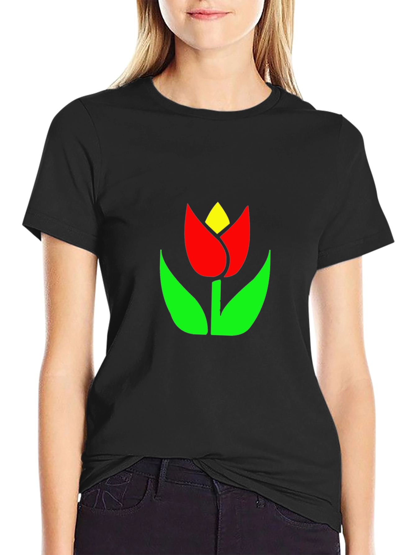 Black Tulip Graphic Tee - Stylish Comfort
