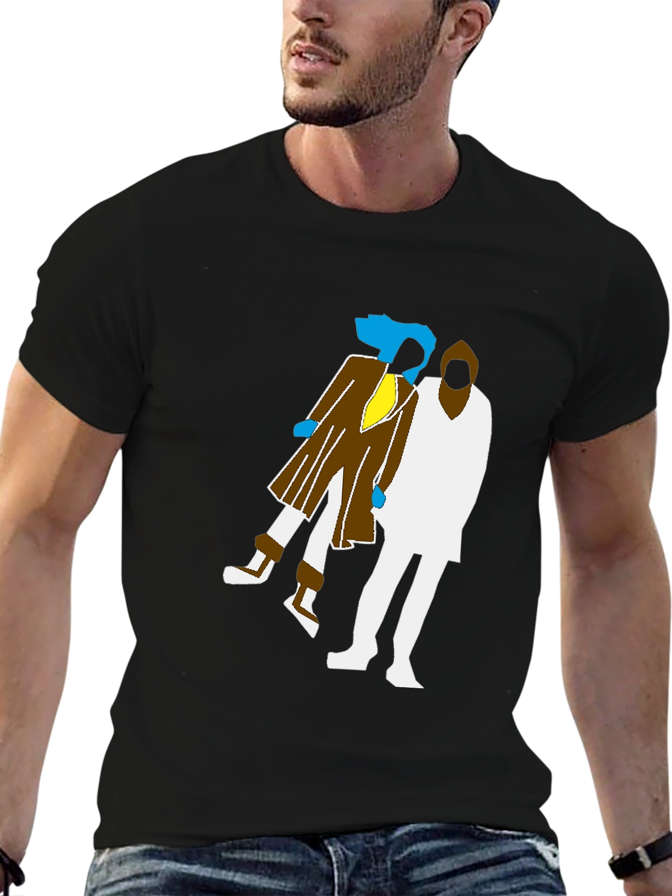 Retro Graphic Print Black T-Shirt