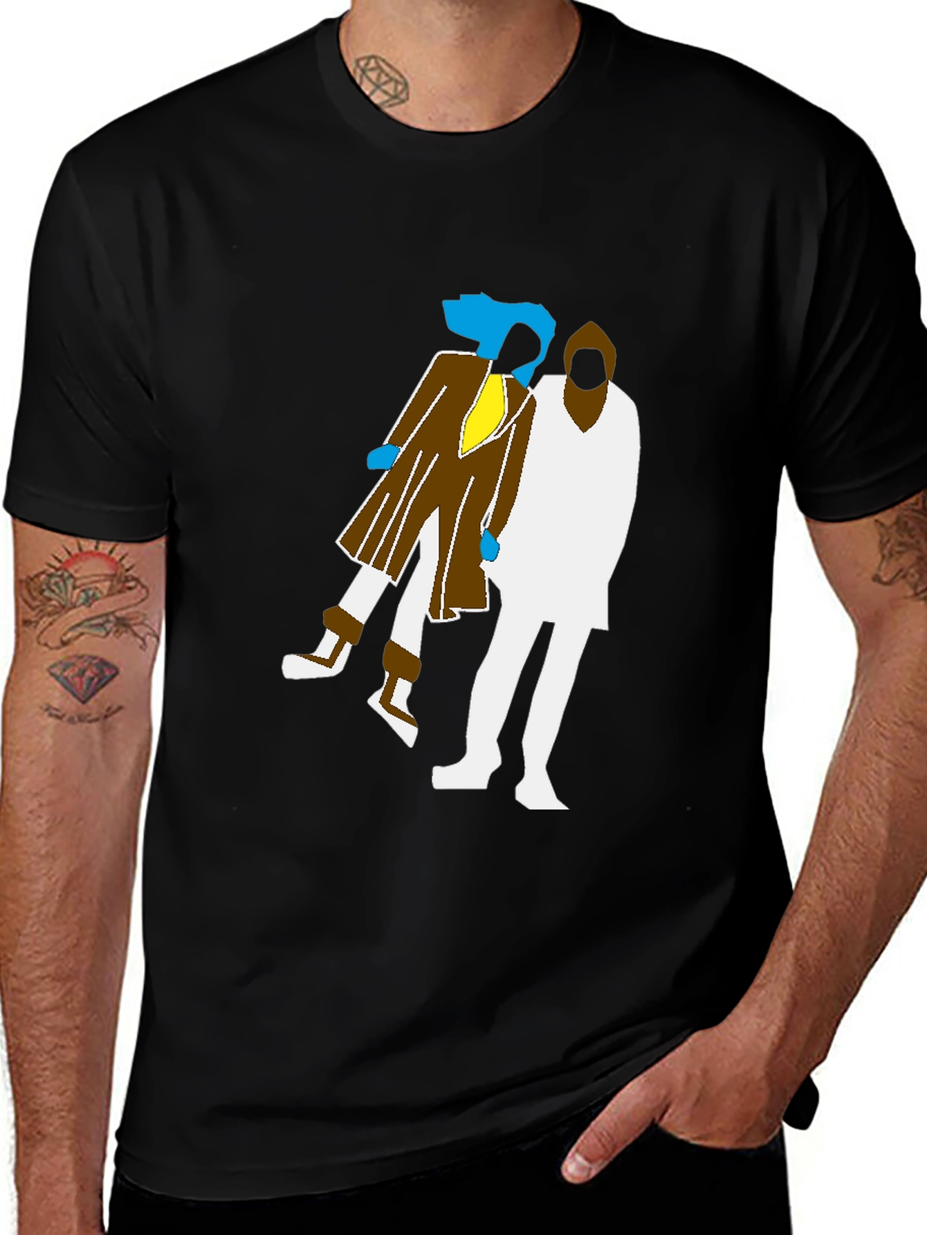 Retro Graphic Print Black T-Shirt
