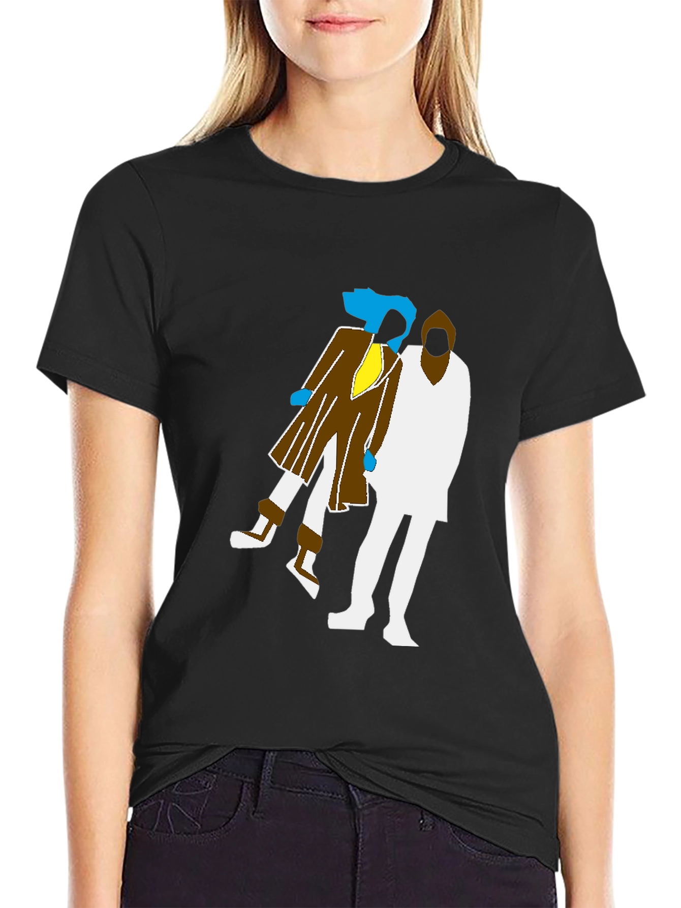 Retro Graphic Print Black T-Shirt