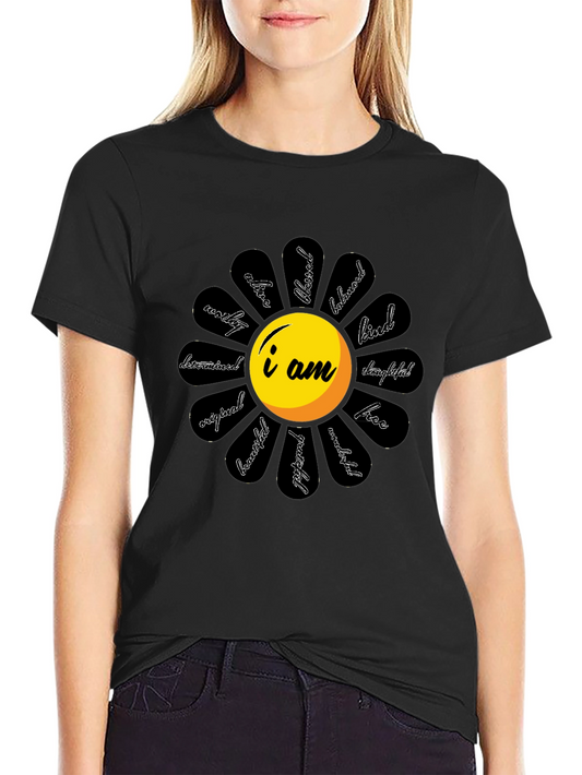 Affirmation Flower Graphic Tee - Black