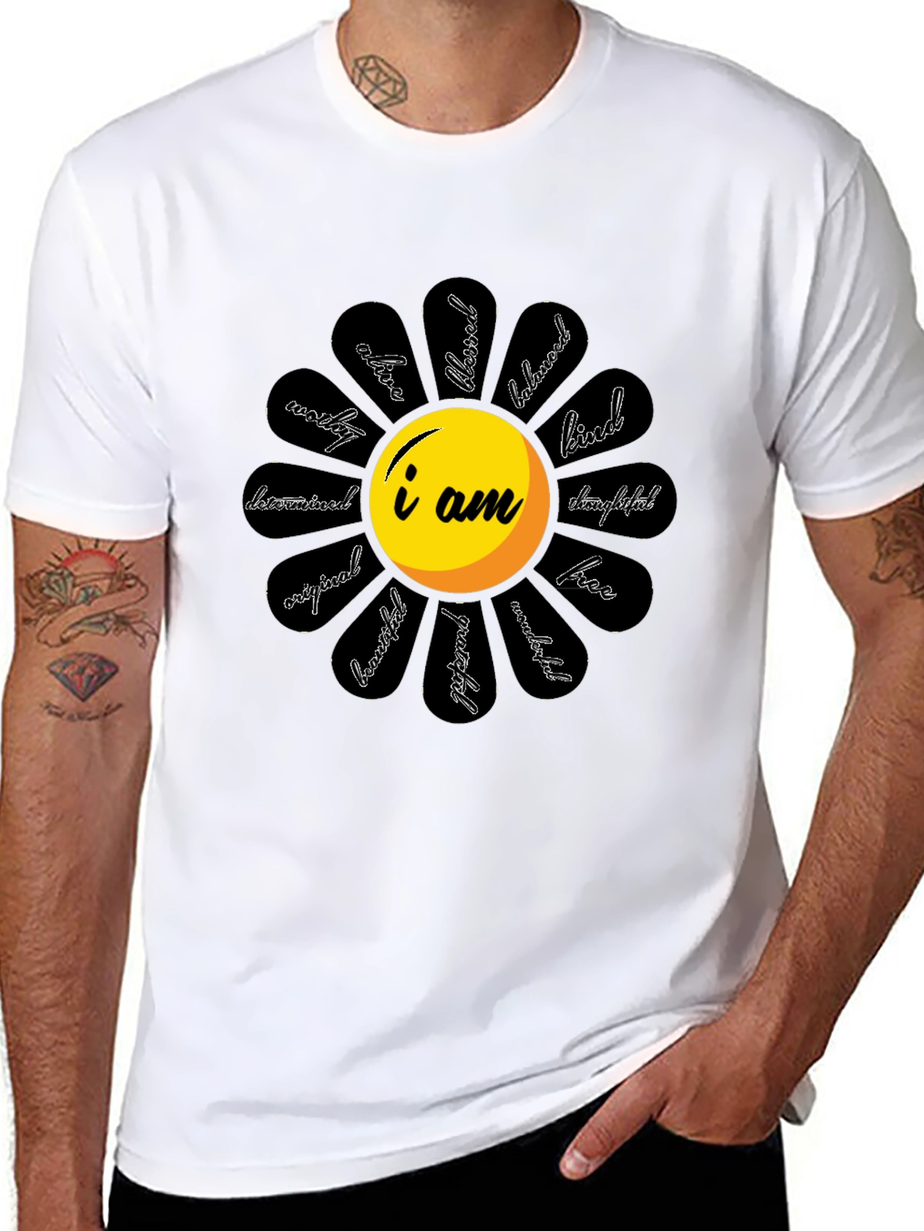 Affirmation Flower Graphic Tee - Black