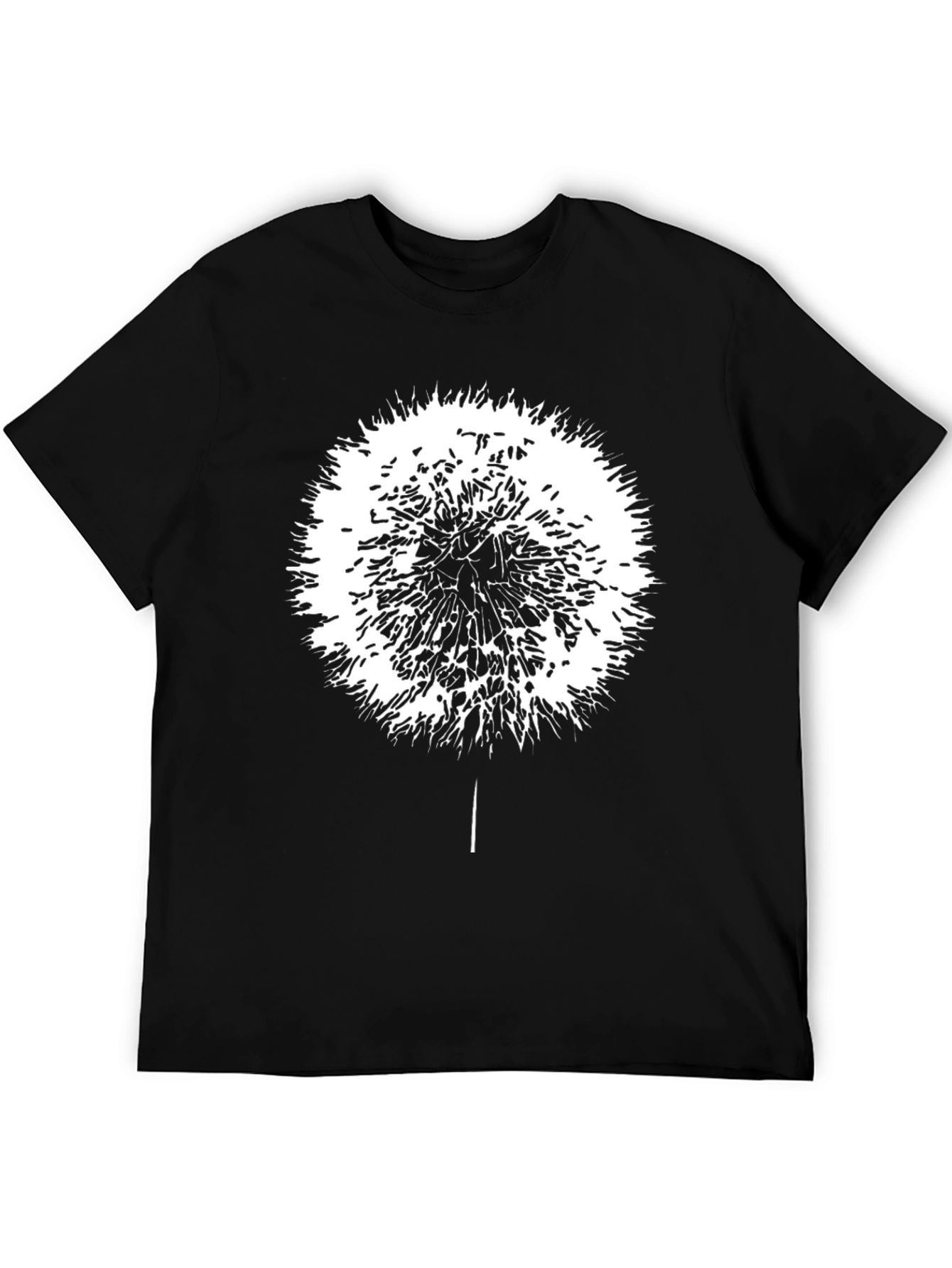Dandelion Graphic Black T-Shirt - Mens Casual Tee
