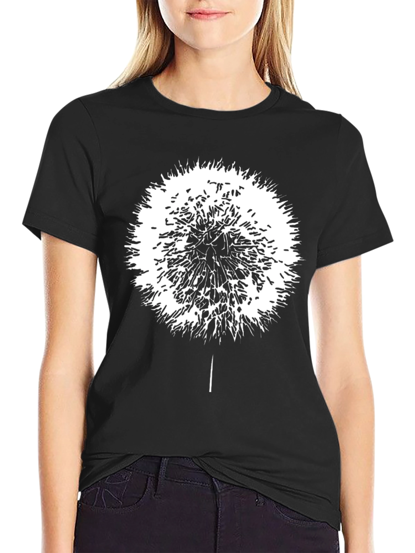 Dandelion Graphic Black T-Shirt - Mens Casual Tee
