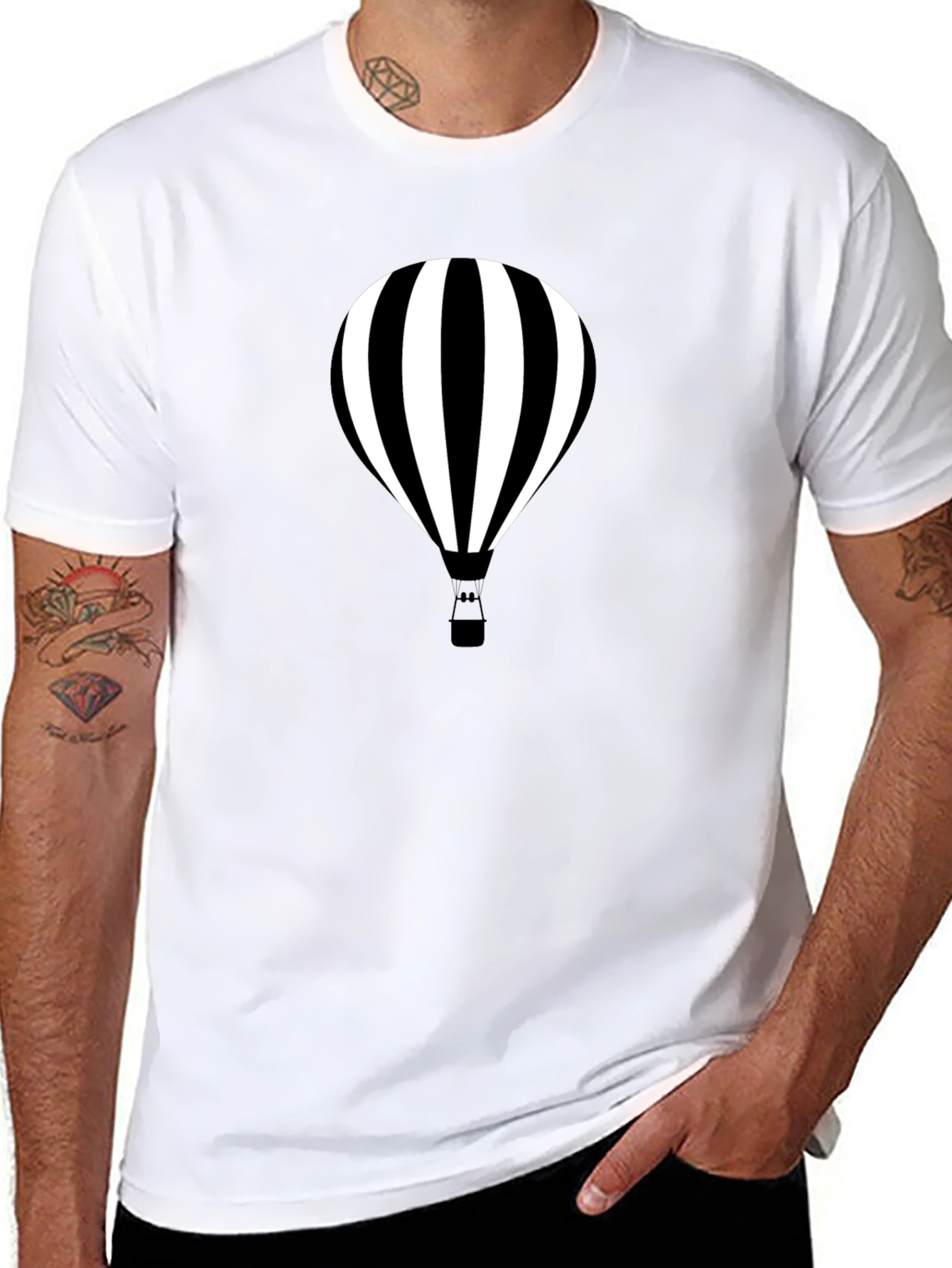 Striped Hot Air Balloon Graphic Tee
