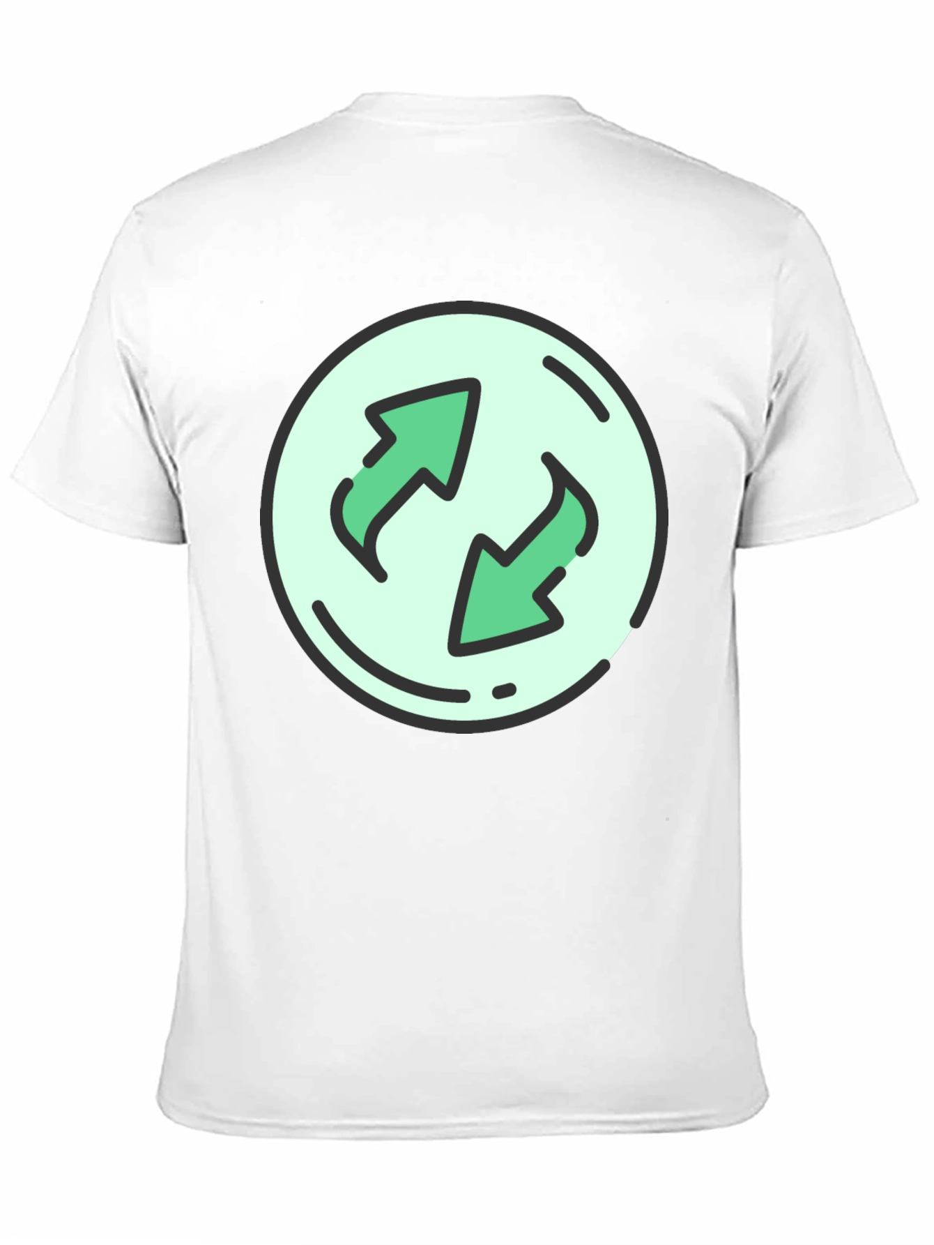 Black T-Shirt with Circular Recycle Arrow Graphic
