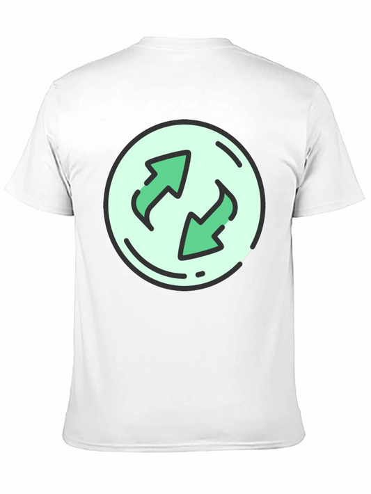 Black T-Shirt with Circular Recycle Arrow Graphic