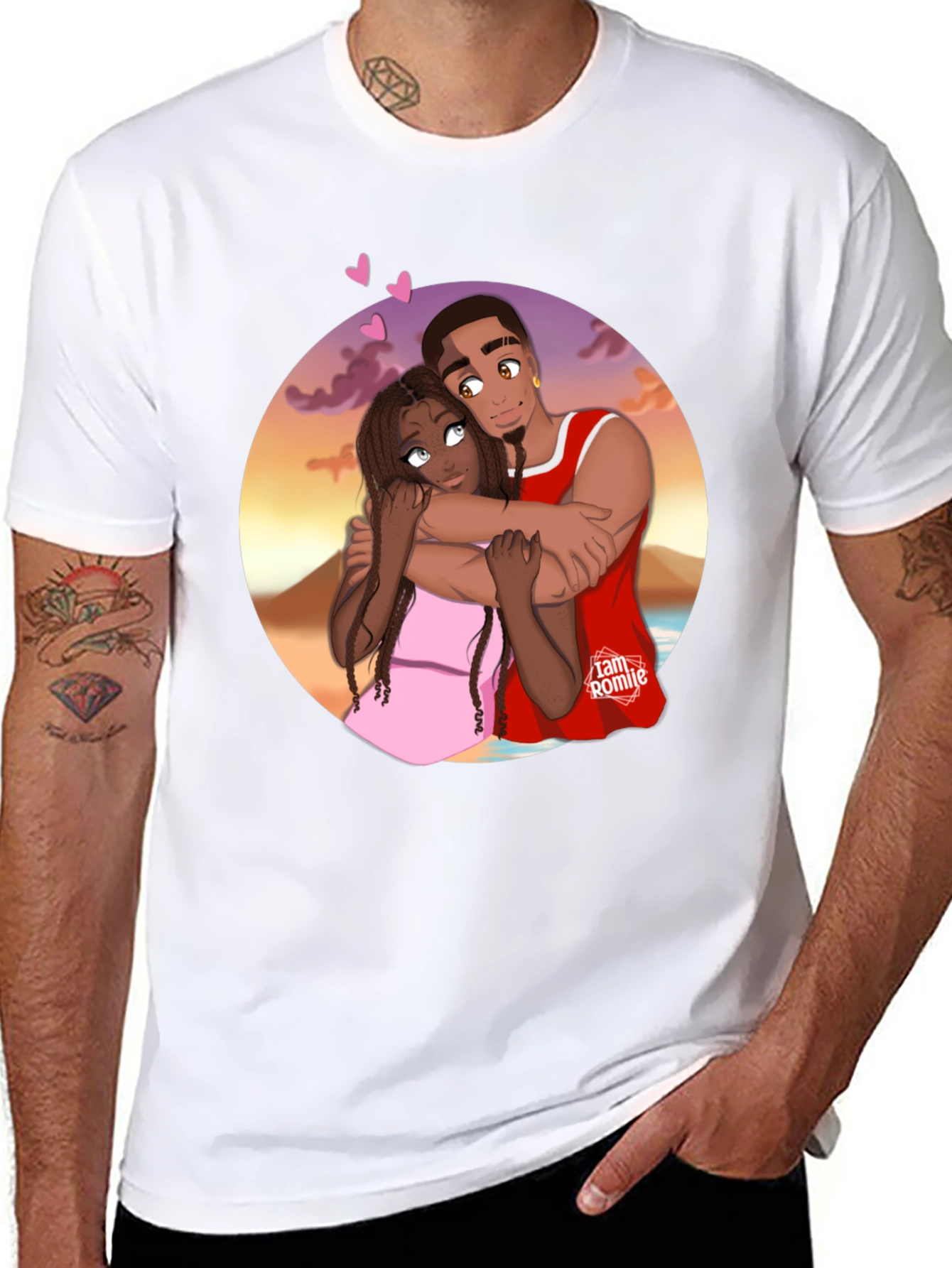 Couples Embrace Black Graphic Tee