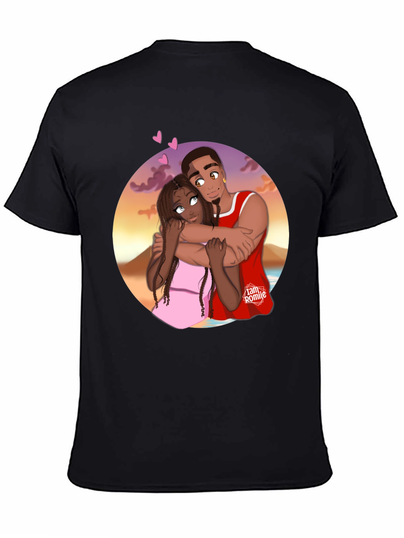 Couples Embrace Black Graphic Tee