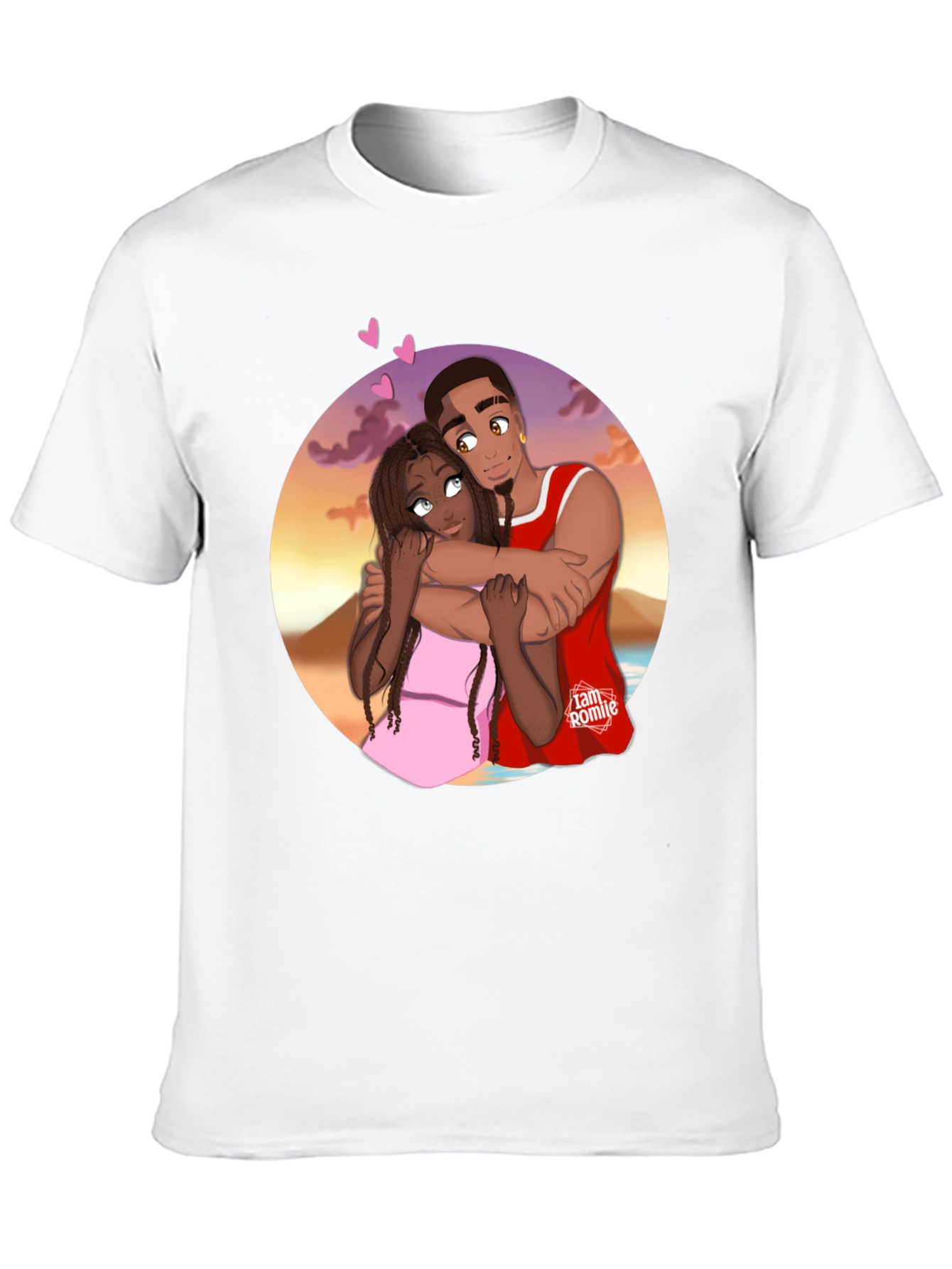 Couples Embrace Black Graphic Tee