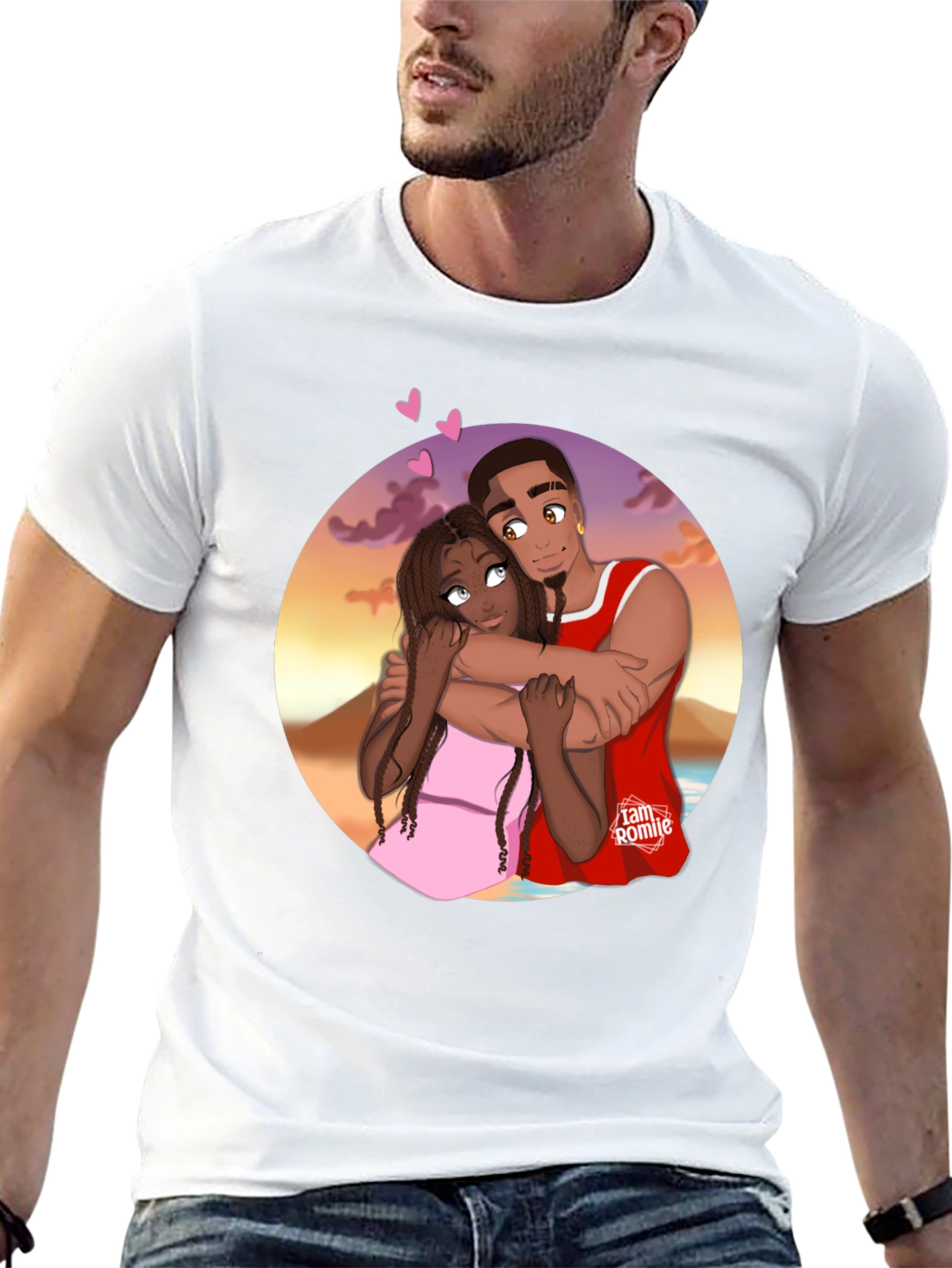 Couples Embrace Black Graphic Tee