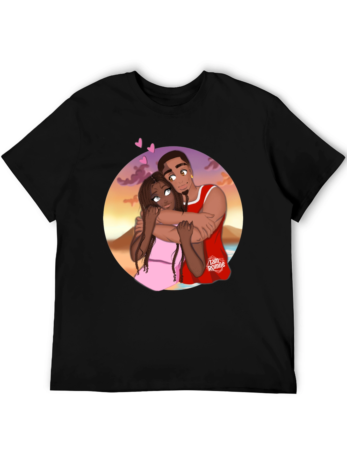 Couples Embrace Black Graphic Tee