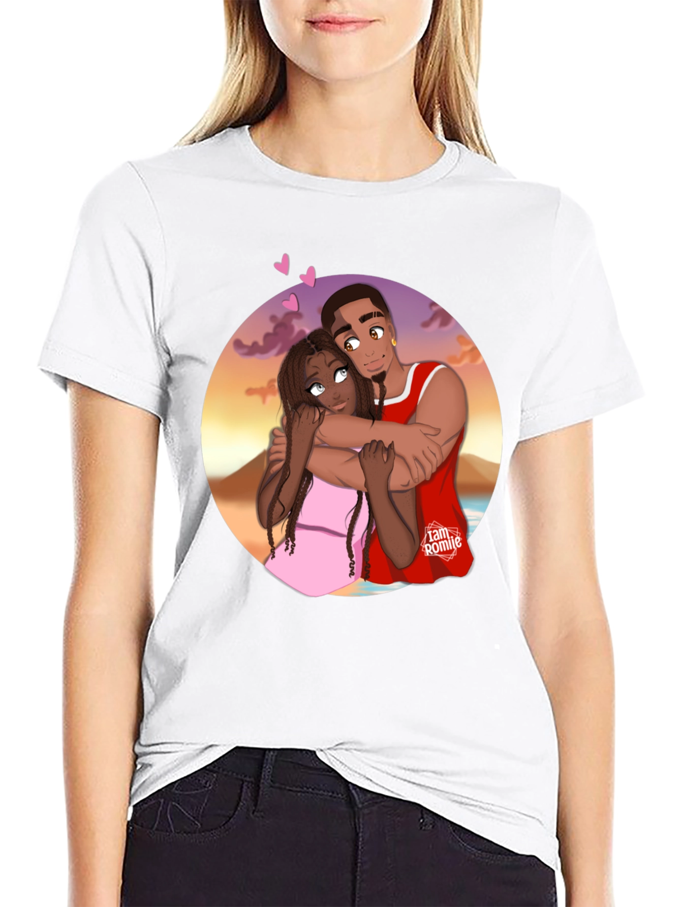 Couples Embrace Black Graphic Tee