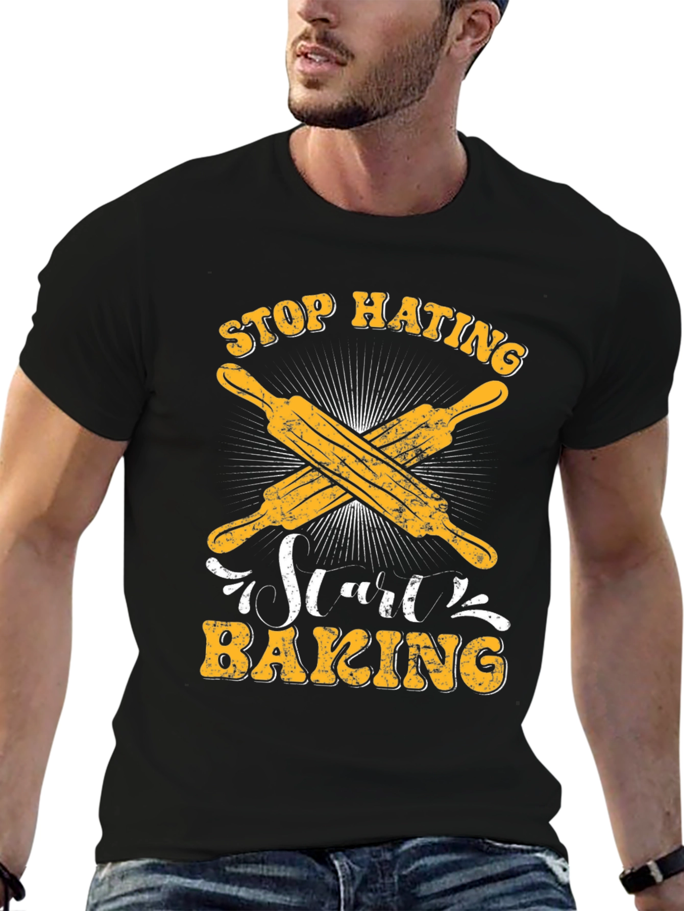 Stop Hating Start Baking Black T-Shirt