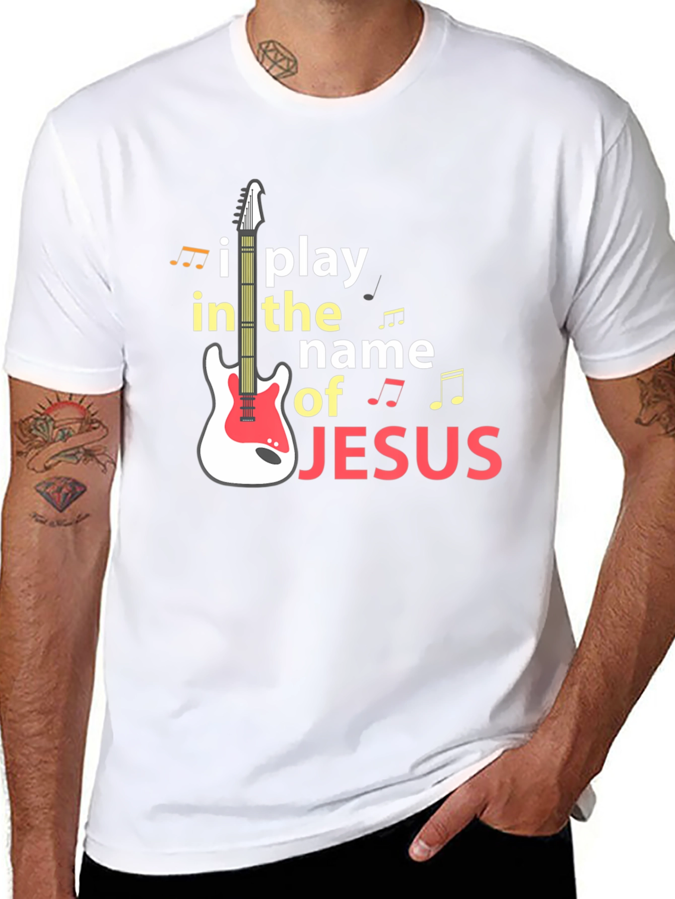 I Play in the Name of Jesus Guitar T-Shirt