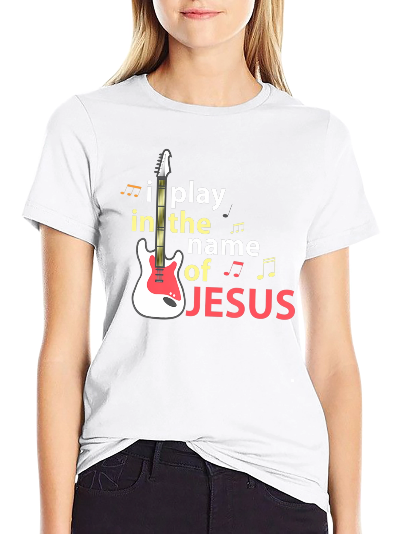 I Play in the Name of Jesus Guitar T-Shirt