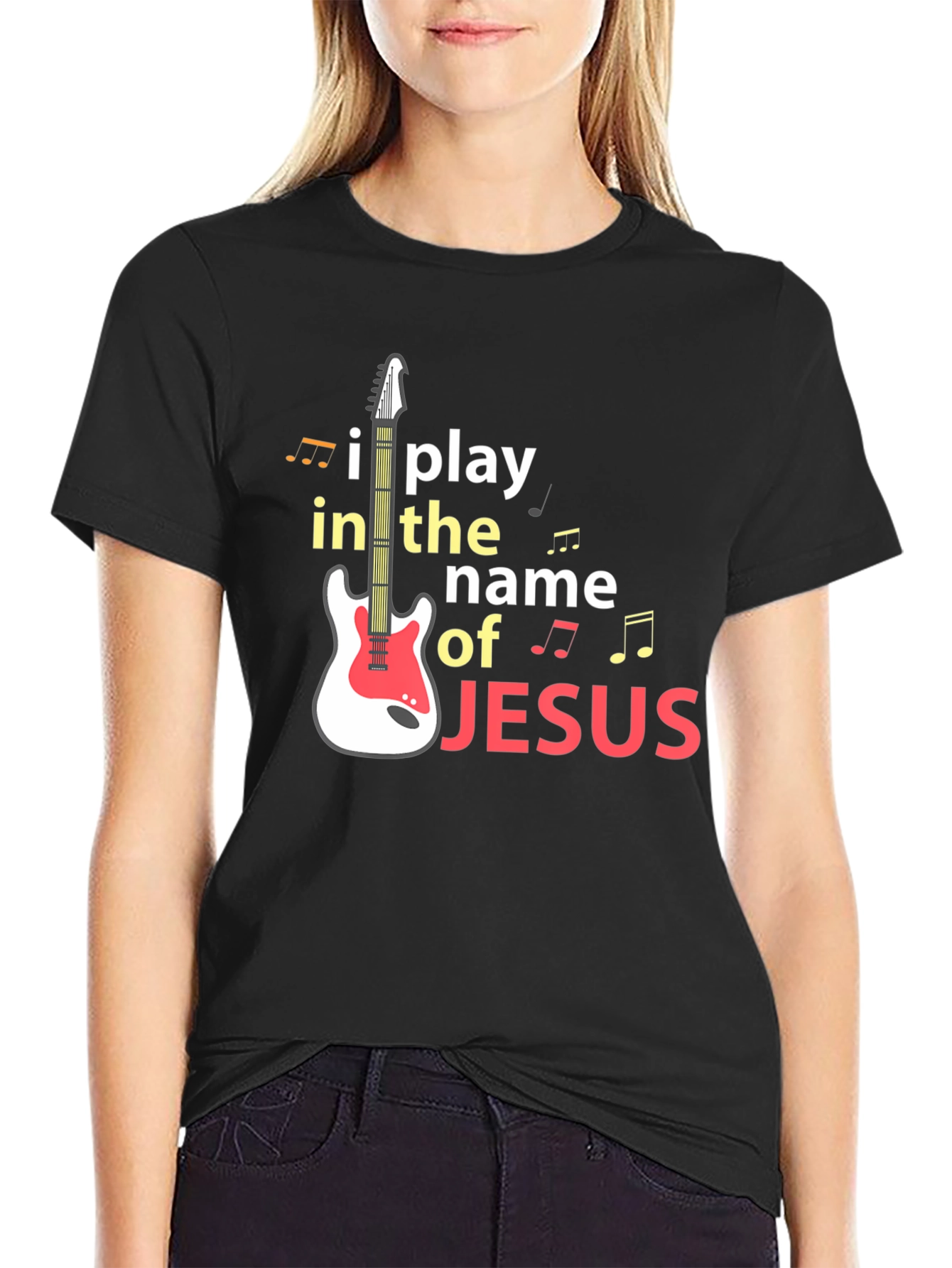 I Play in the Name of Jesus Guitar T-Shirt