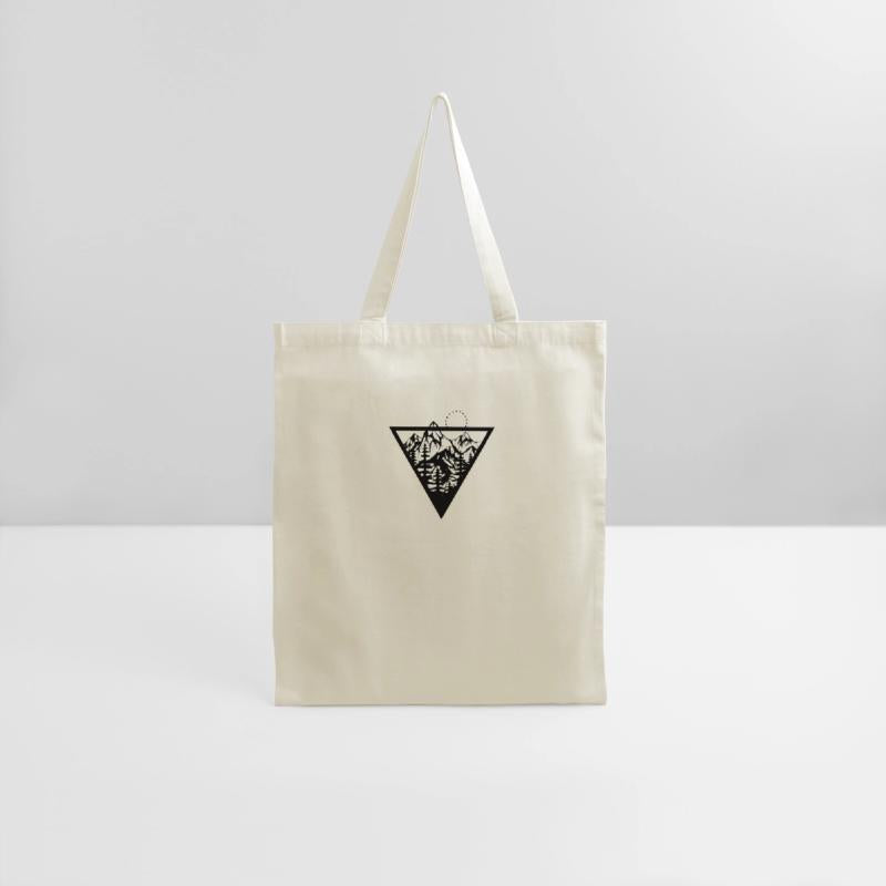 Triangle with mountains and birds