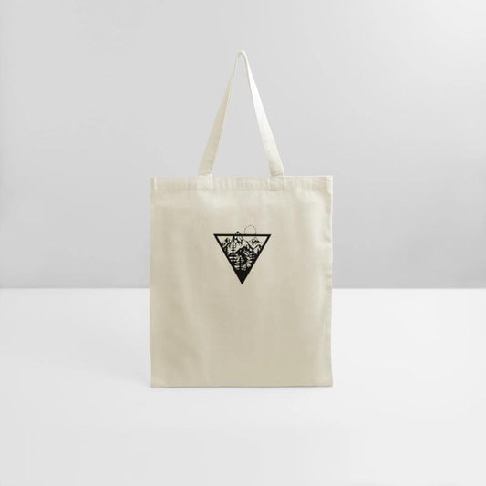 Triangle with mountains and birds