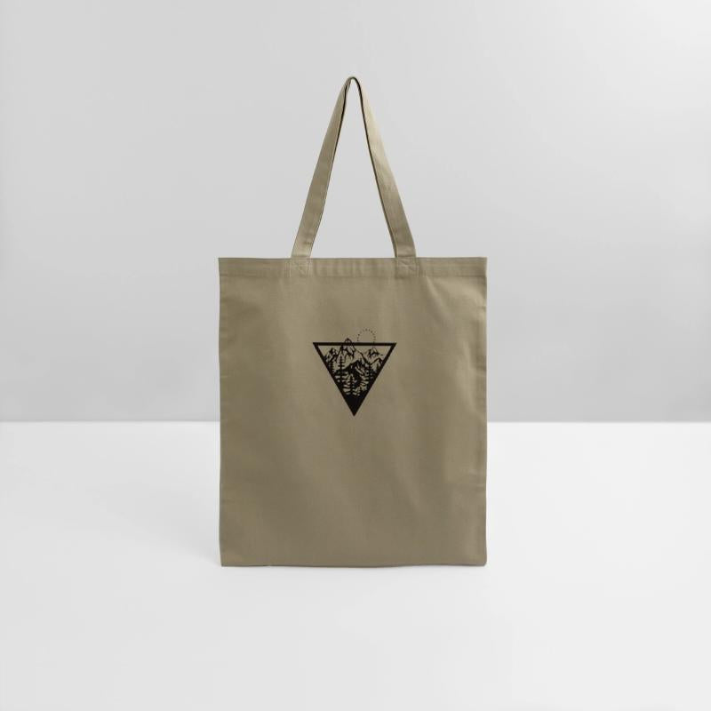 Triangle with mountains and birds