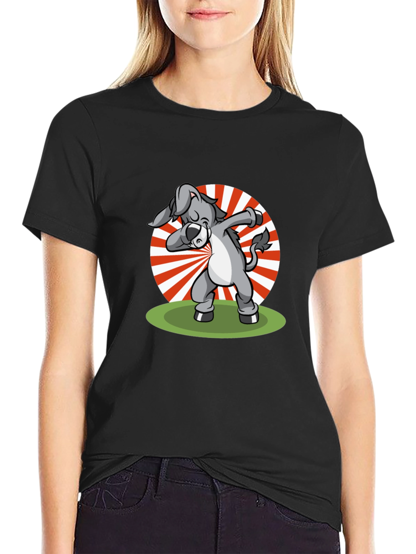 Dabbing Donkey Graphic T-Shirt - Black