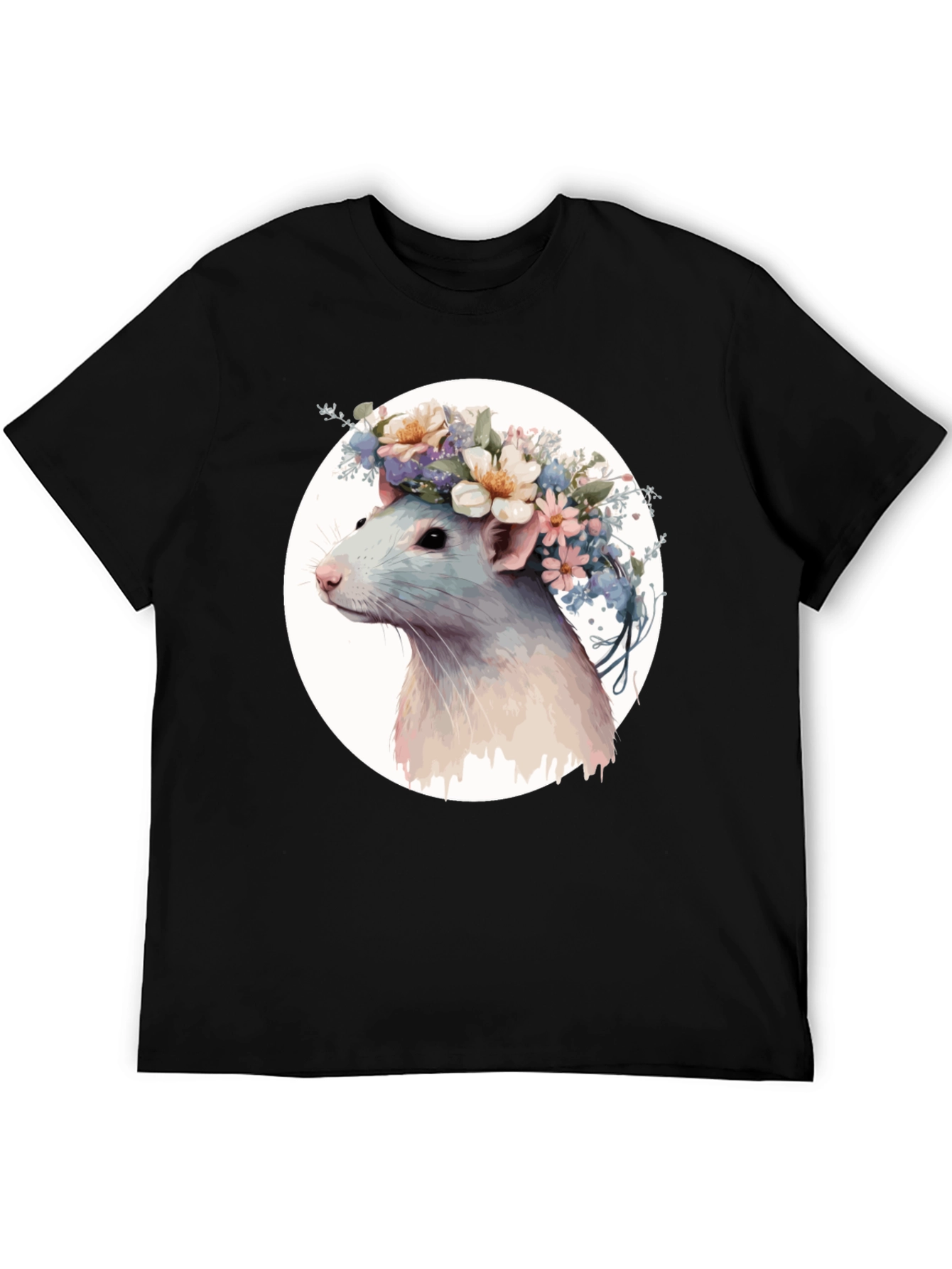 Rat with Floral Crown Graphic T-Shirt - Unisex