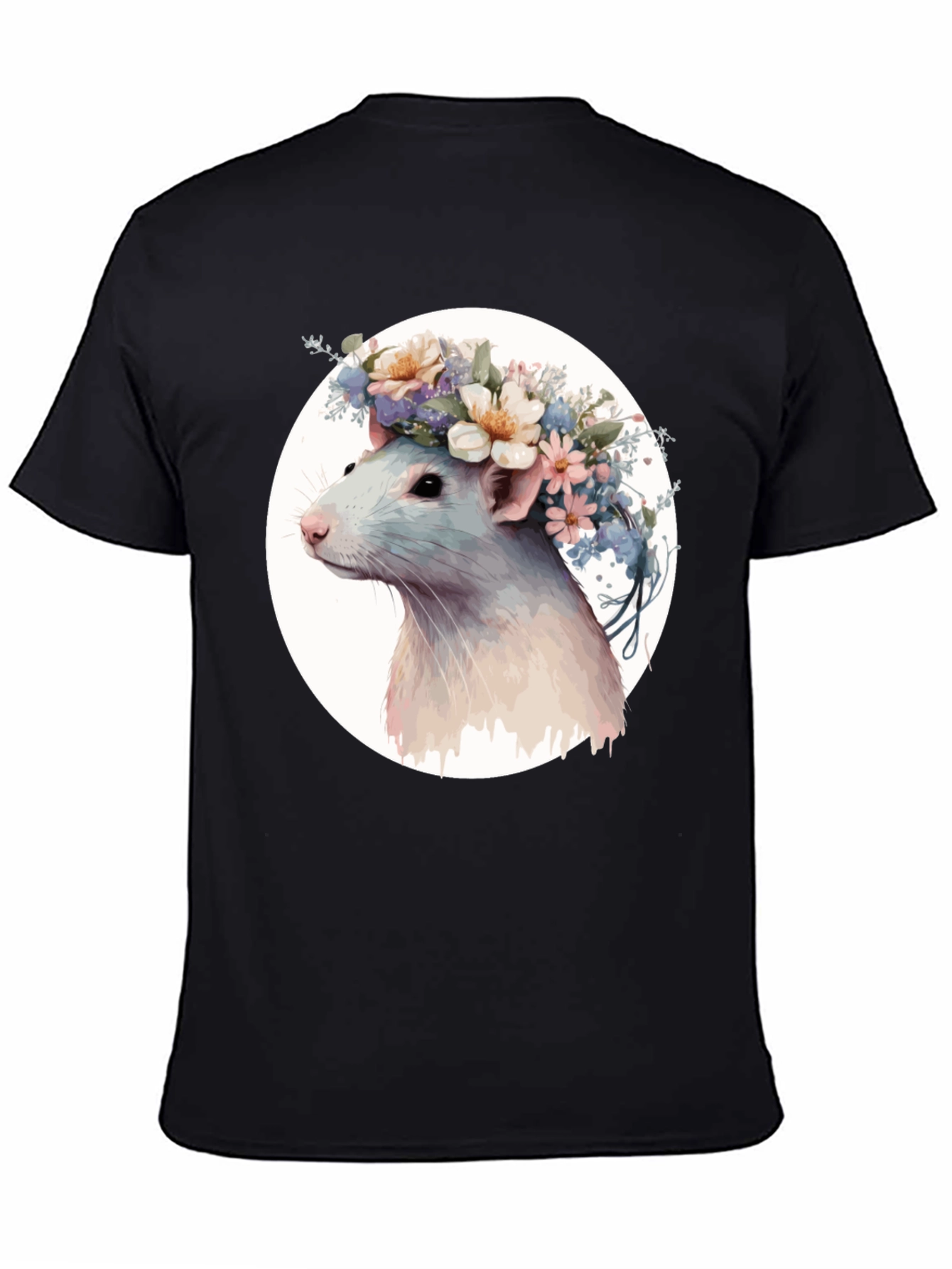 Rat with Floral Crown Graphic T-Shirt - Unisex