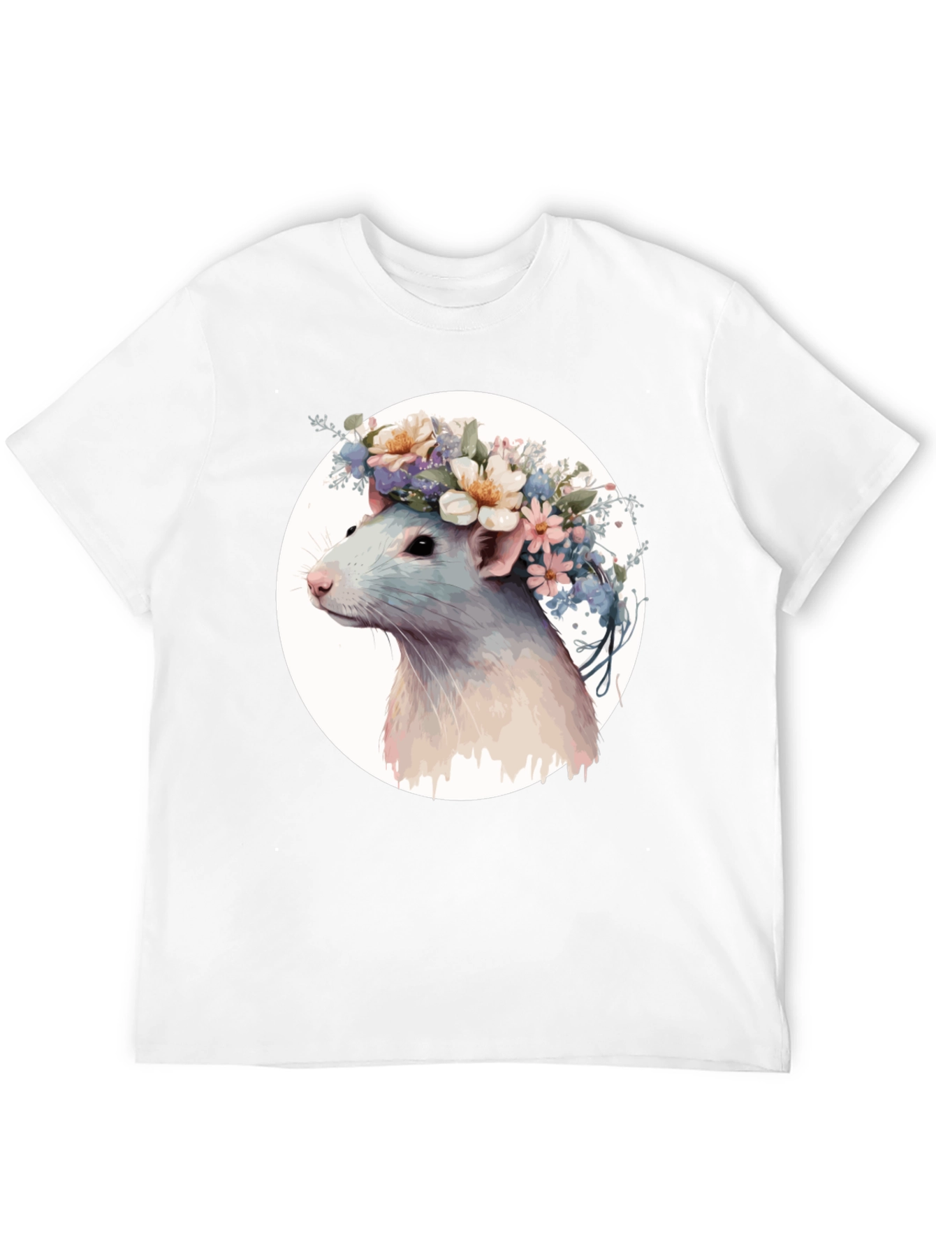 Rat with Floral Crown Graphic T-Shirt - Unisex