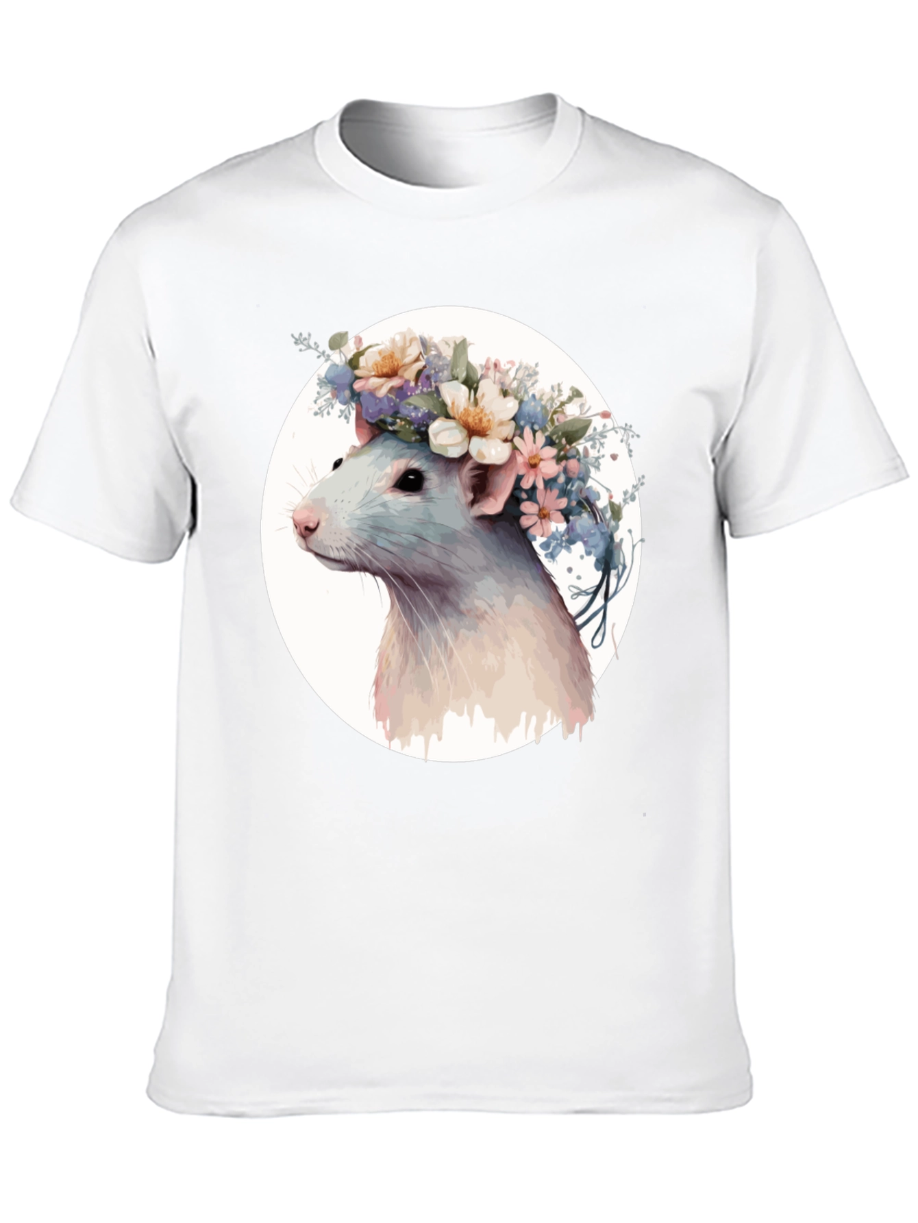 Rat with Floral Crown Graphic T-Shirt - Unisex