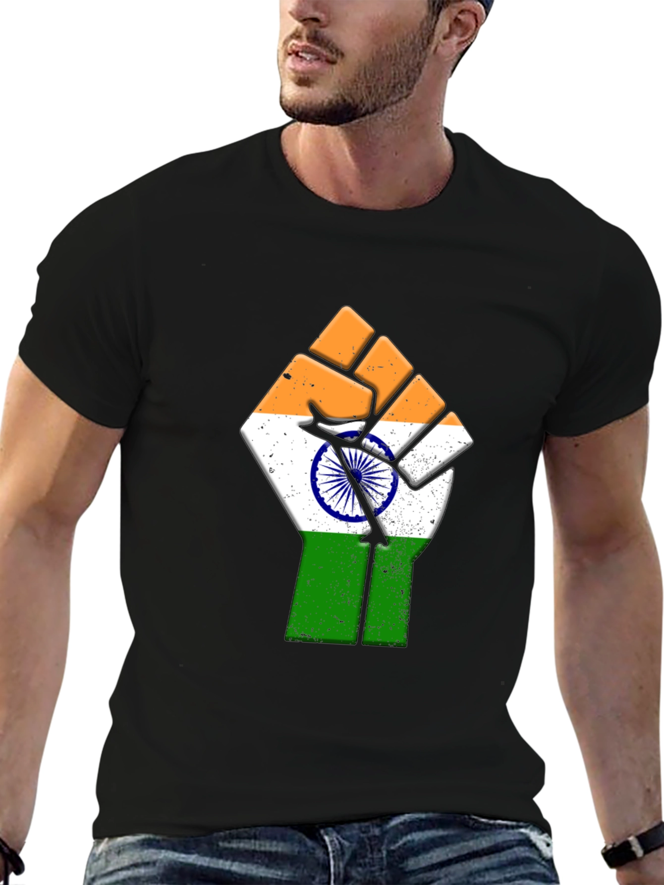 Indian Flag Fist Graphic Tee - Patriotic Pride