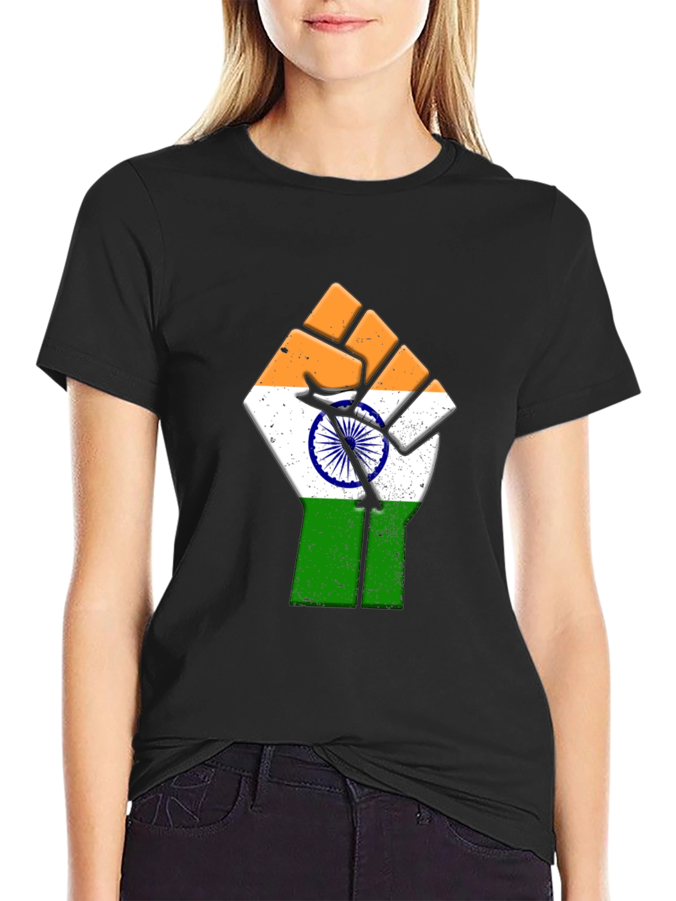 Indian Flag Fist Graphic Tee - Patriotic Pride