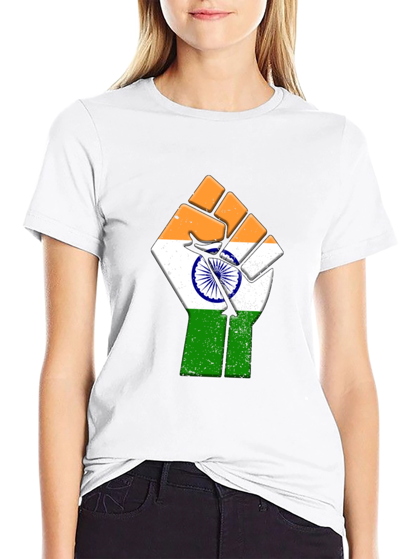 Indian Flag Fist Graphic Tee - Patriotic Pride