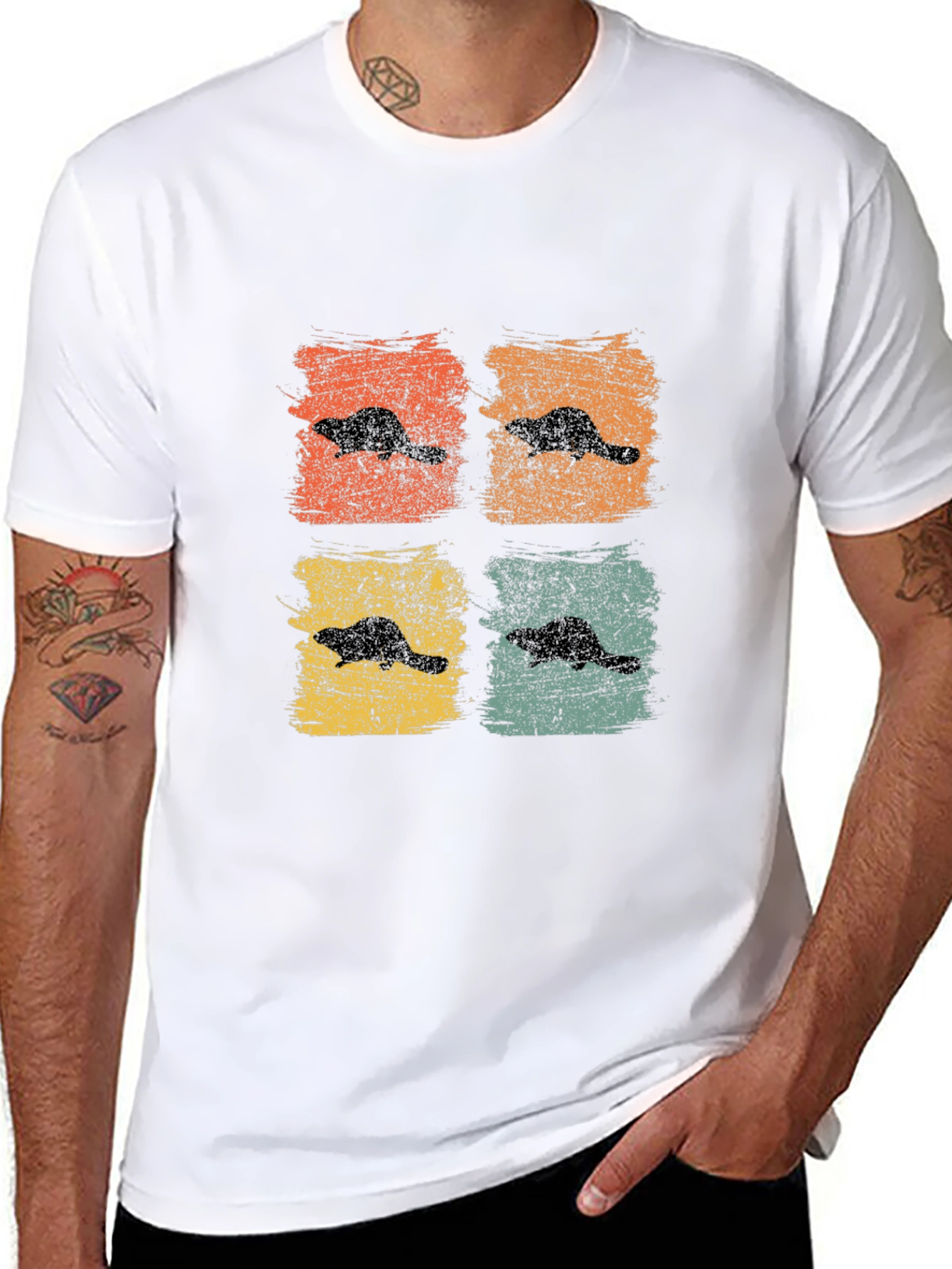 Retro Beaver Graphic T-Shirt - Unisex