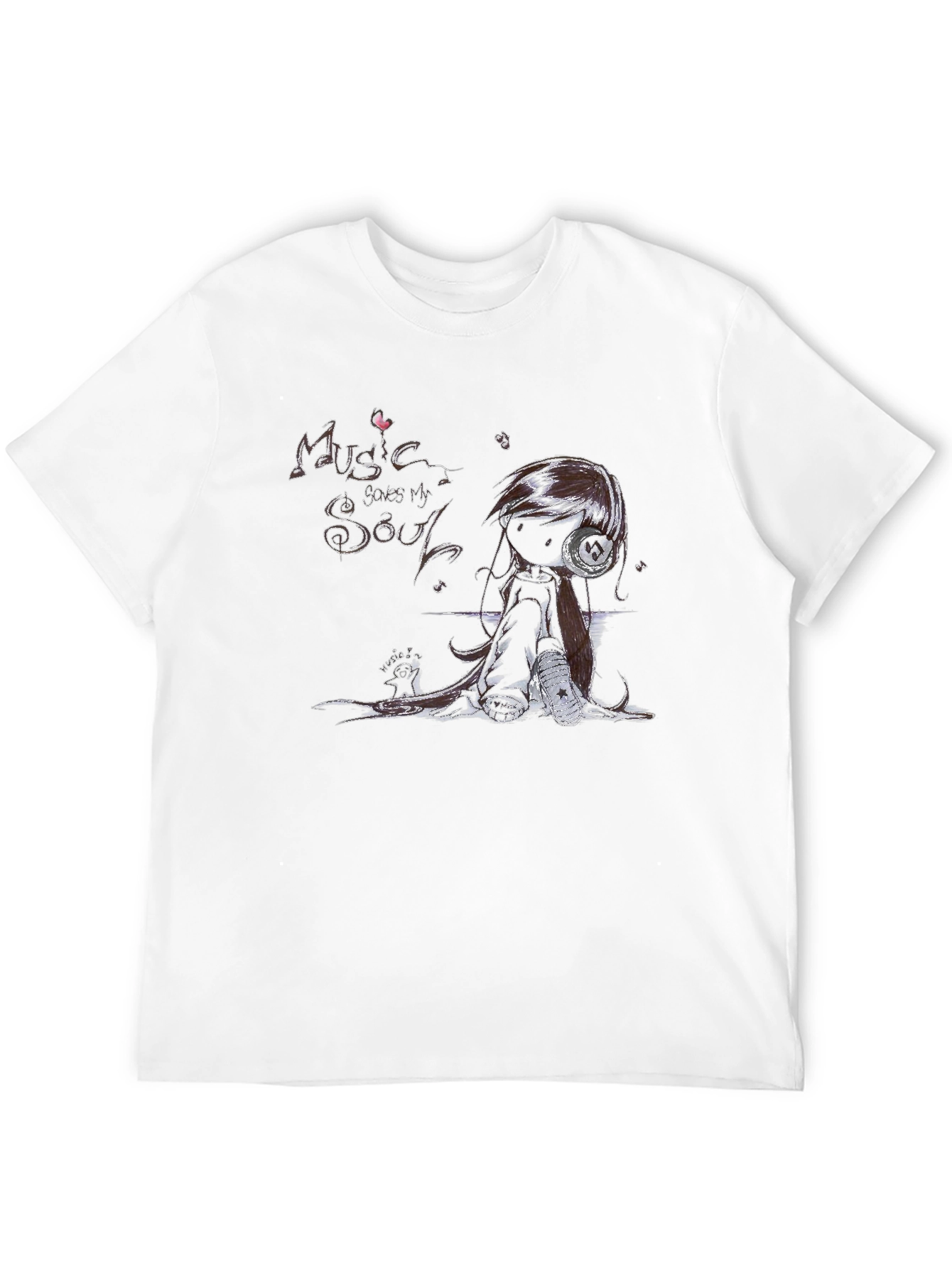 Music Saves My Soul Black Graphic T-Shirt