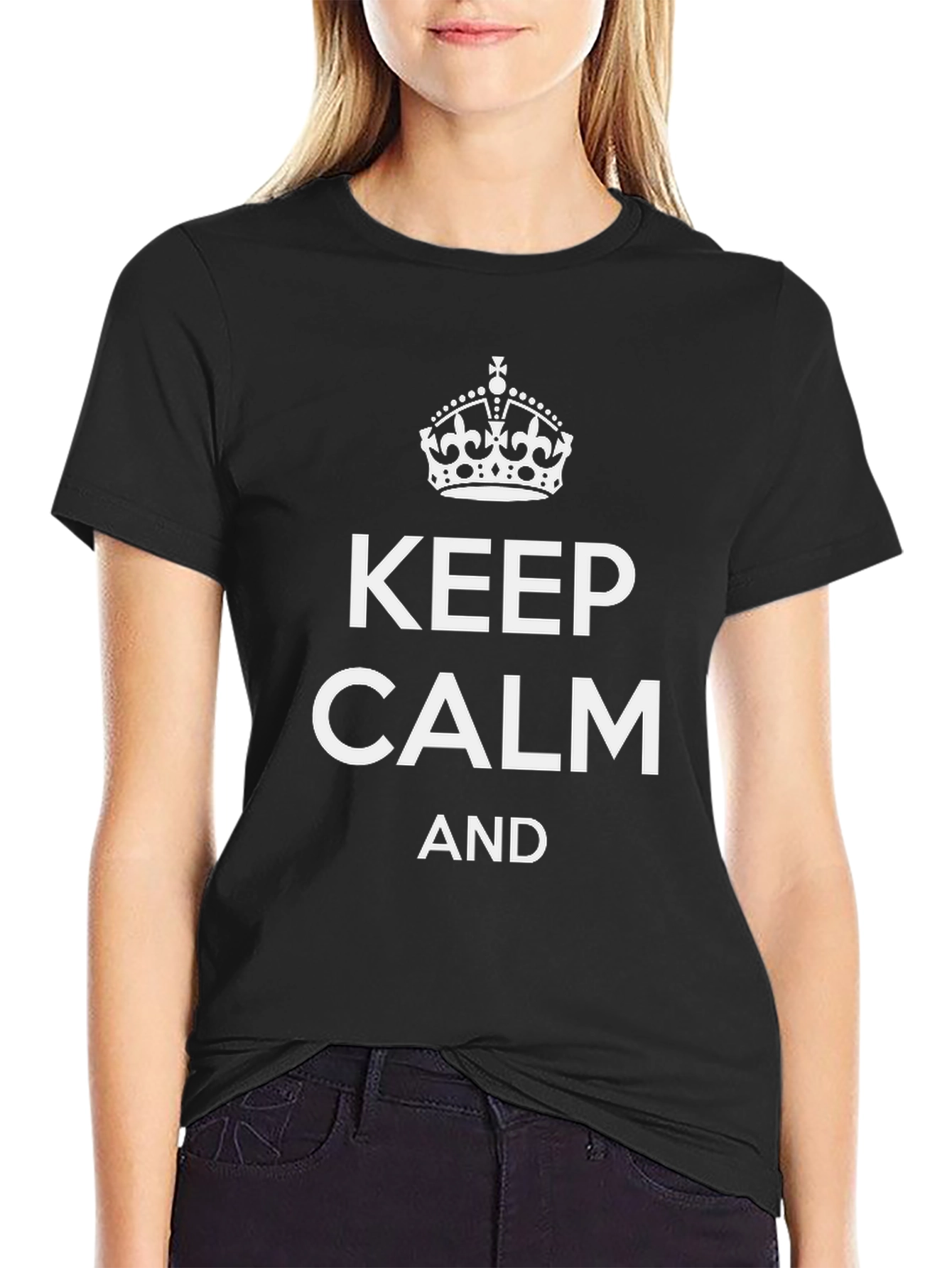 Keep Calm Graphic Tee - Black Cotton Blend T-Shirt