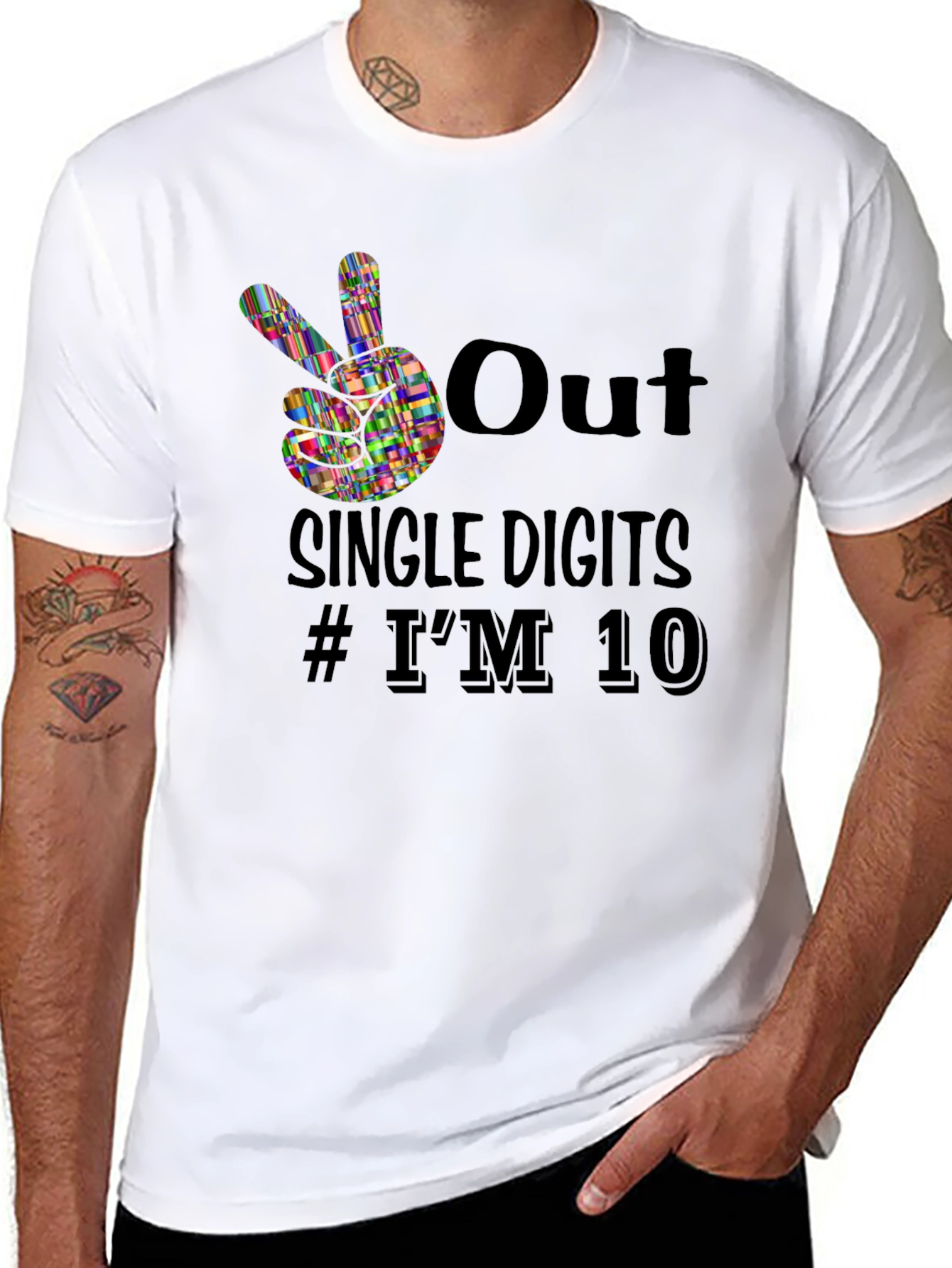 Out Single Digits # Im 10 Black Graphic Tee