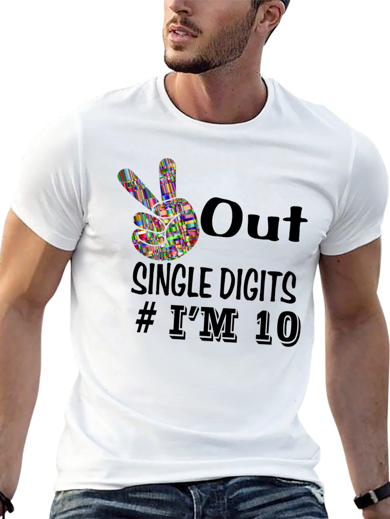 Out Single Digits # Im 10 Black Graphic Tee