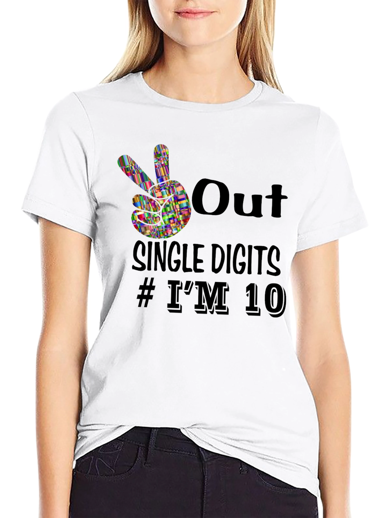 Out Single Digits # Im 10 Black Graphic Tee