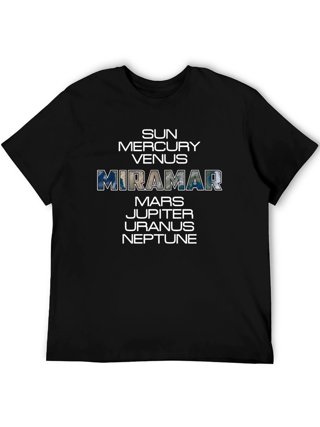 Planets List T-Shirt - Miramar Earth Design