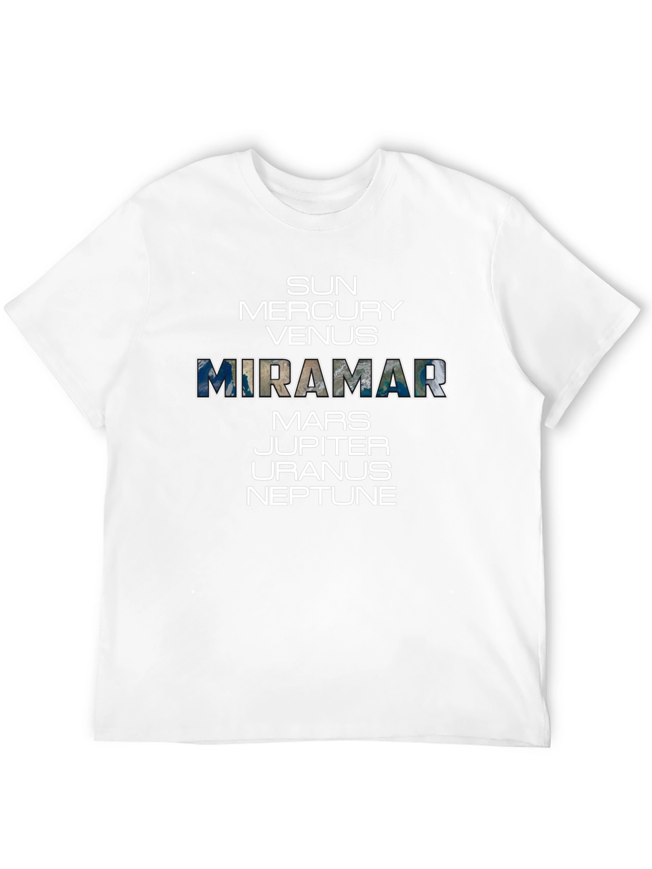 Planets List T-Shirt - Miramar Earth Design