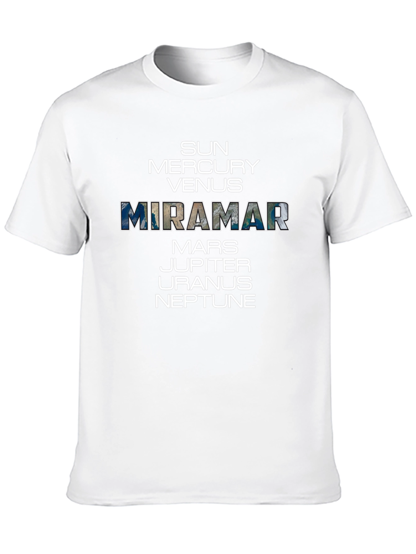 Planets List T-Shirt - Miramar Earth Design