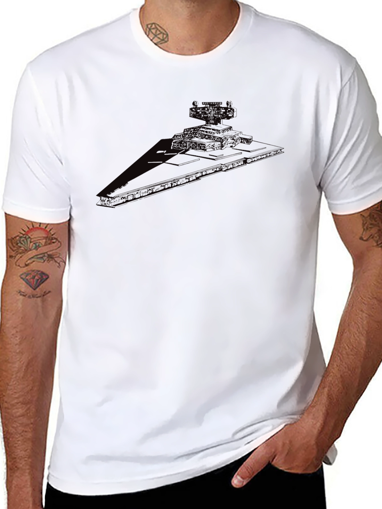 Star Destroyer Graphic Tee - Black Cotton Blend T-Shirt