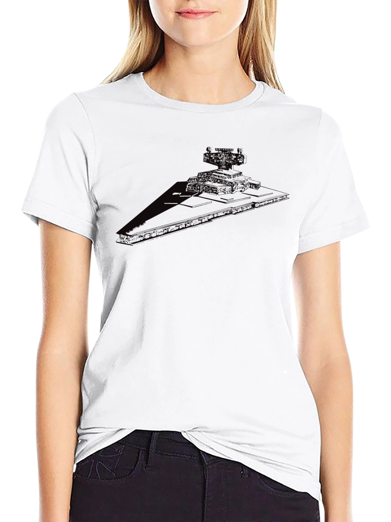 Star Destroyer Graphic Tee - Black Cotton Blend T-Shirt