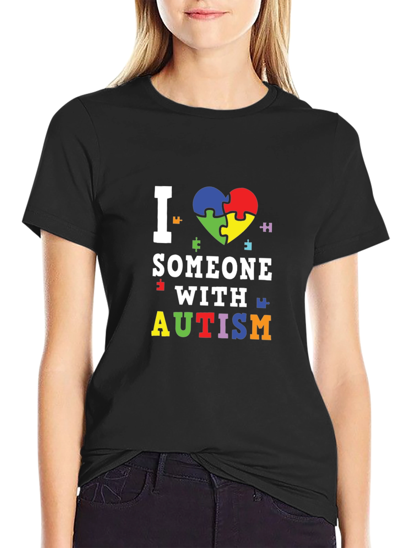 I Love Someone With Autism T-Shirt Puzzle Heart