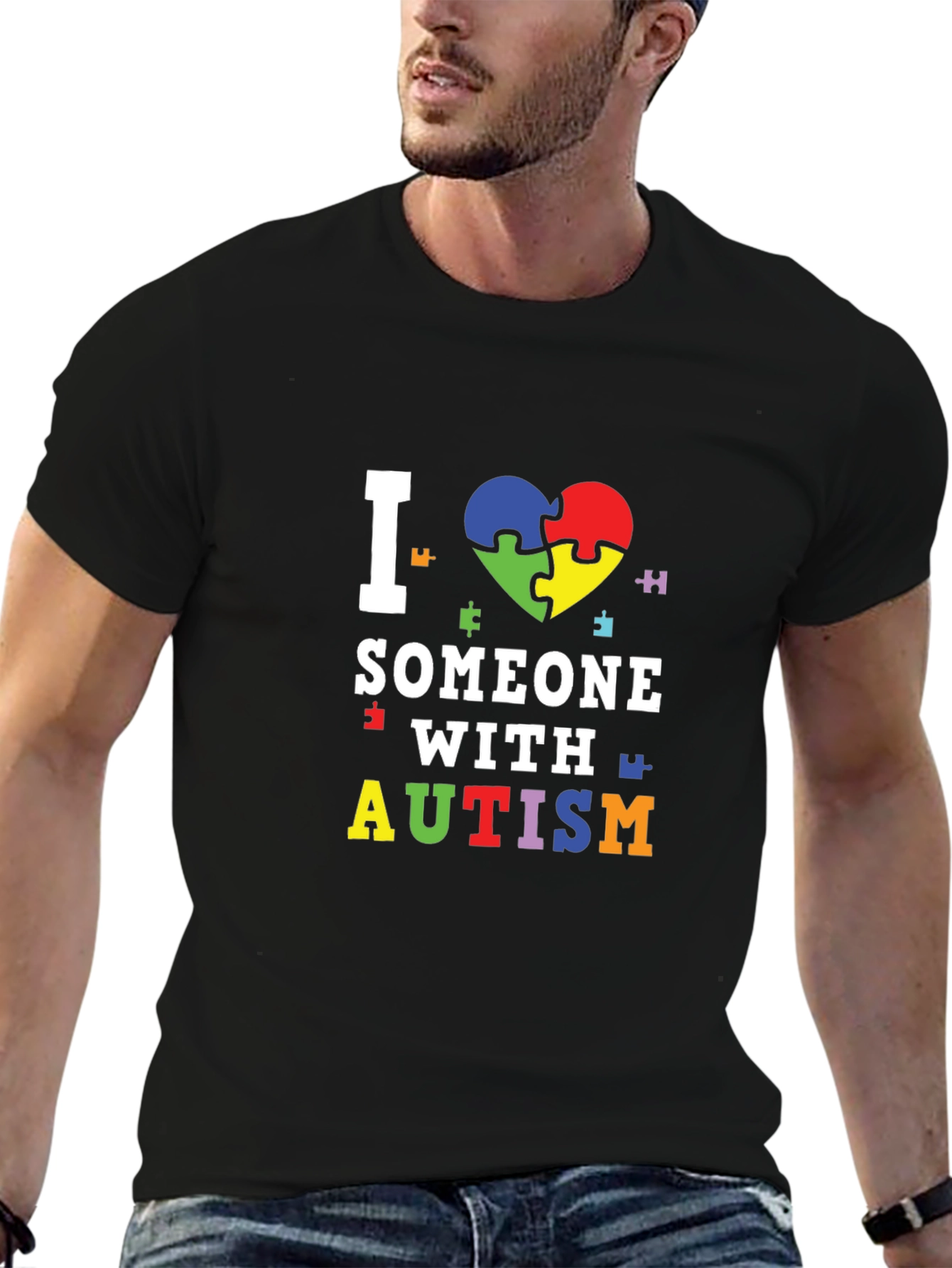 I Love Someone With Autism T-Shirt Puzzle Heart
