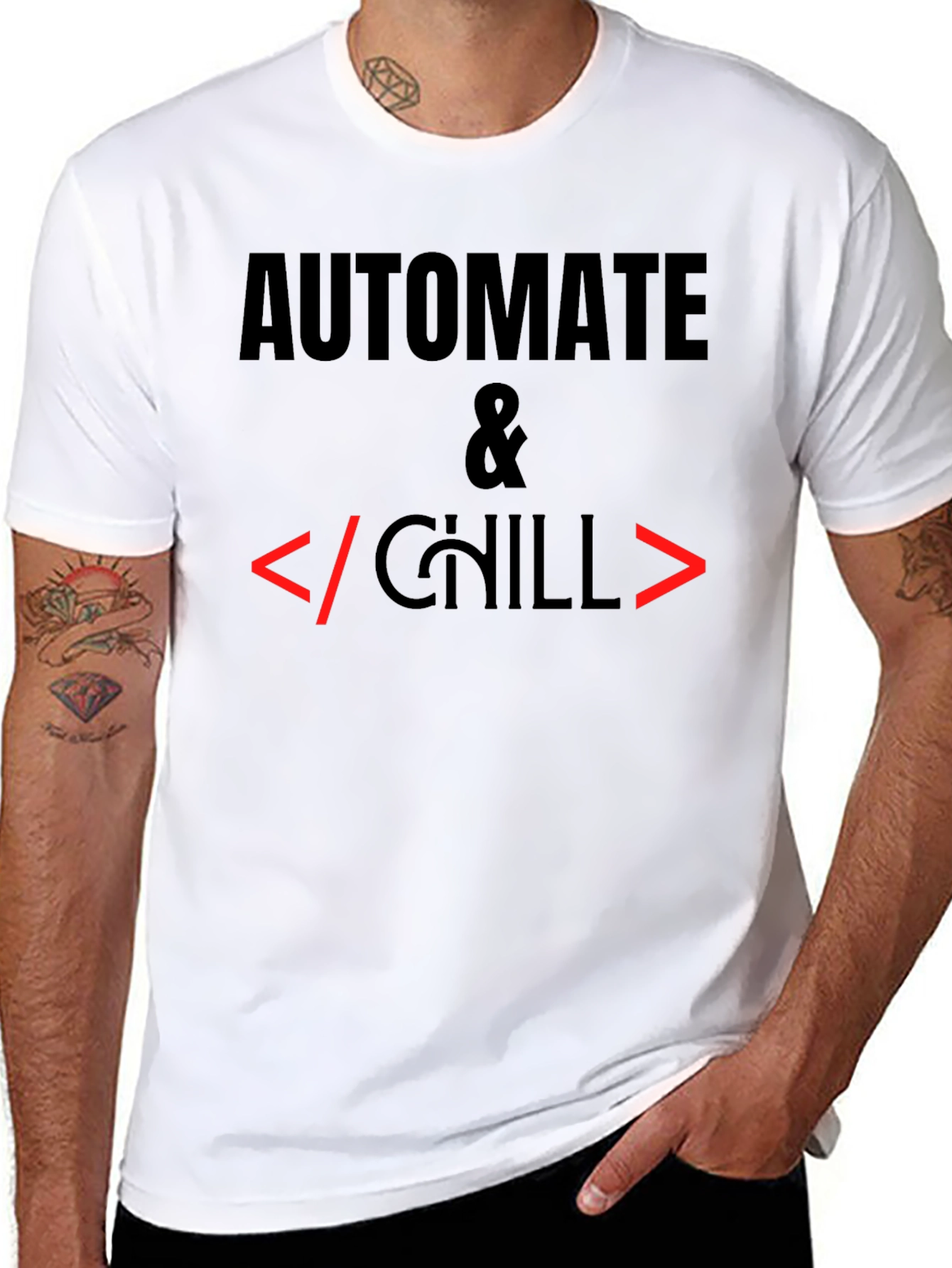 Automate & Chill Programmer Black T-Shirt