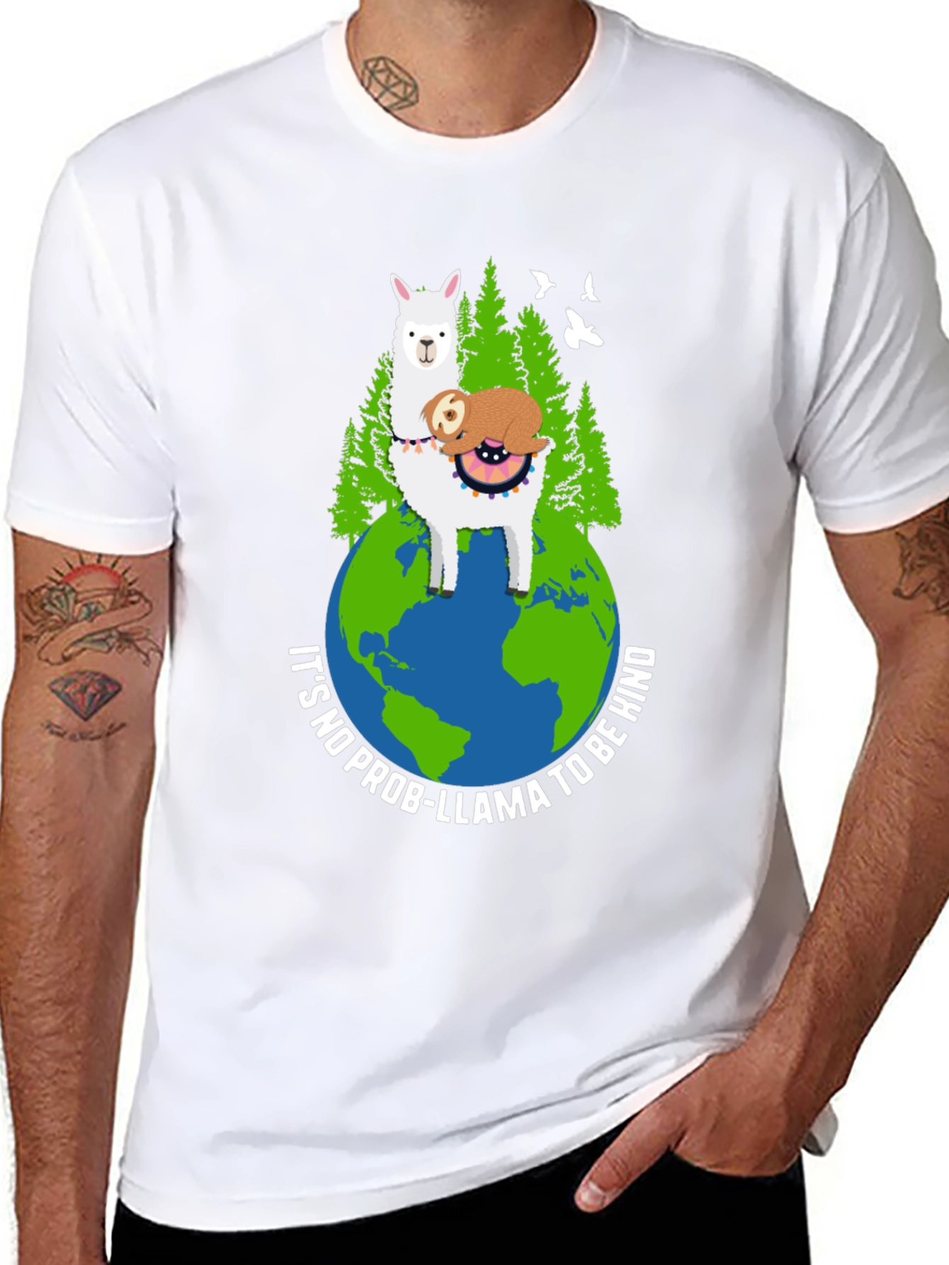 Kind Llama Sloth Earth Graphic Tee