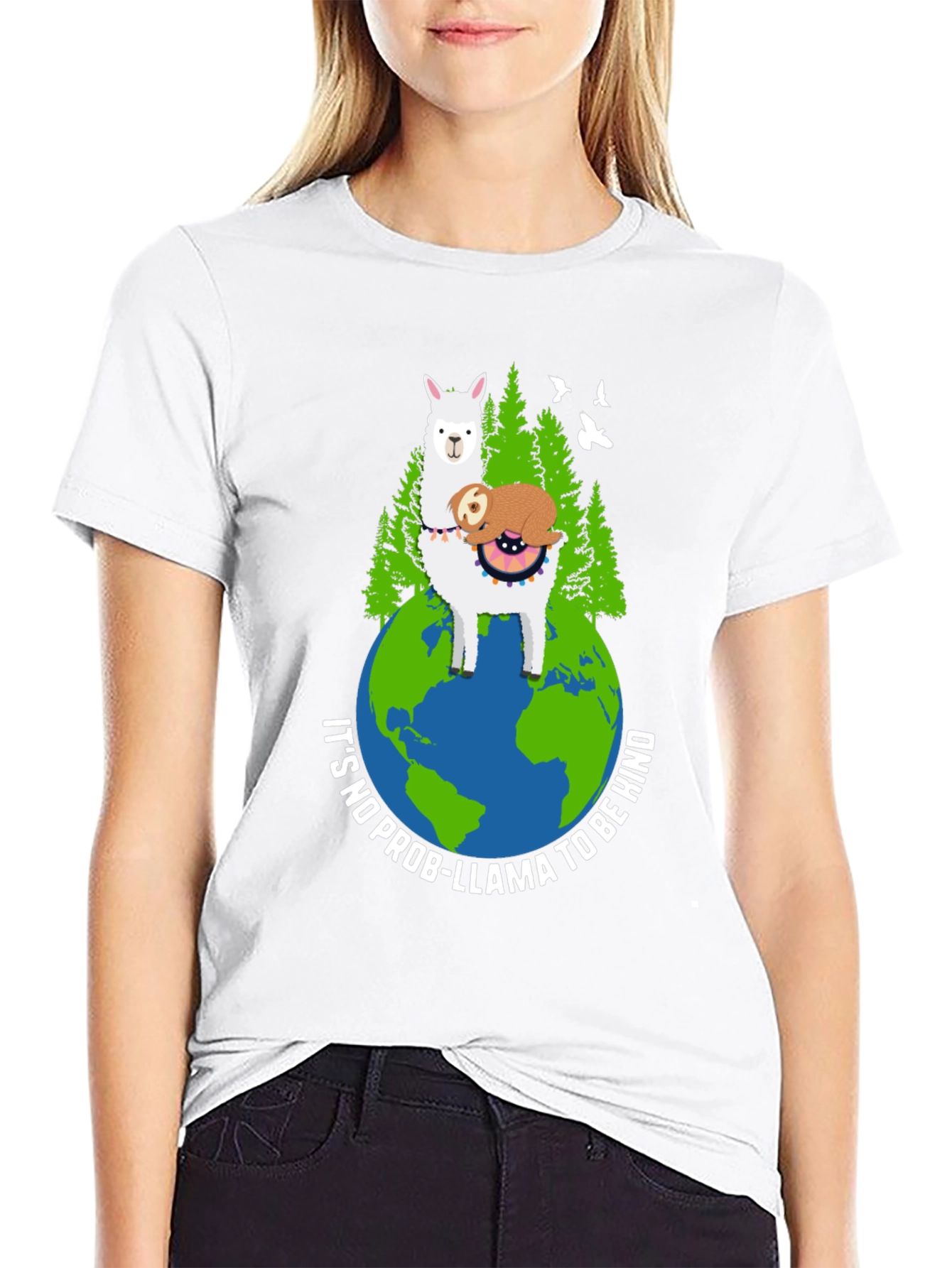 Kind Llama Sloth Earth Graphic Tee