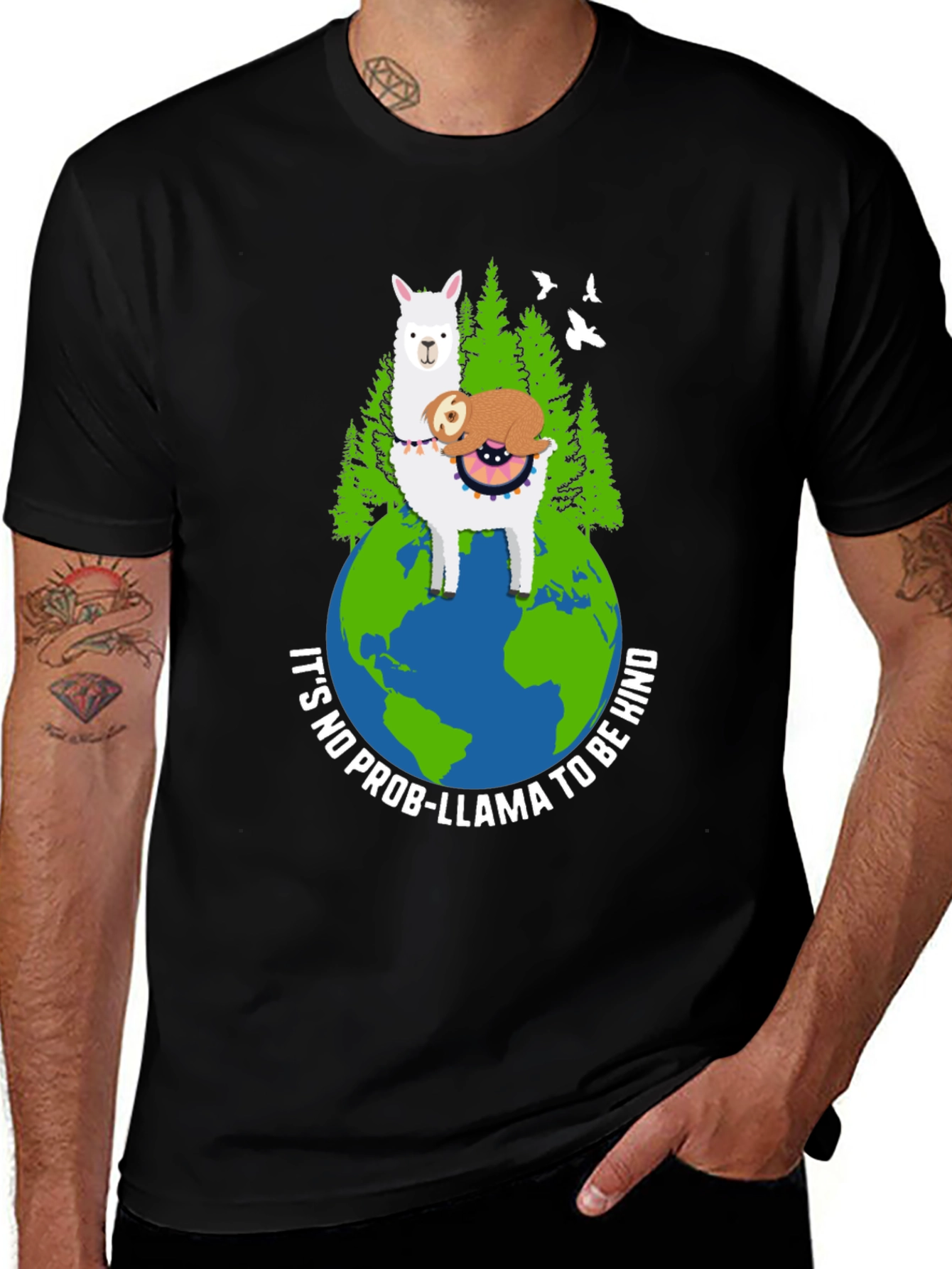 Kind Llama Sloth Earth Graphic Tee