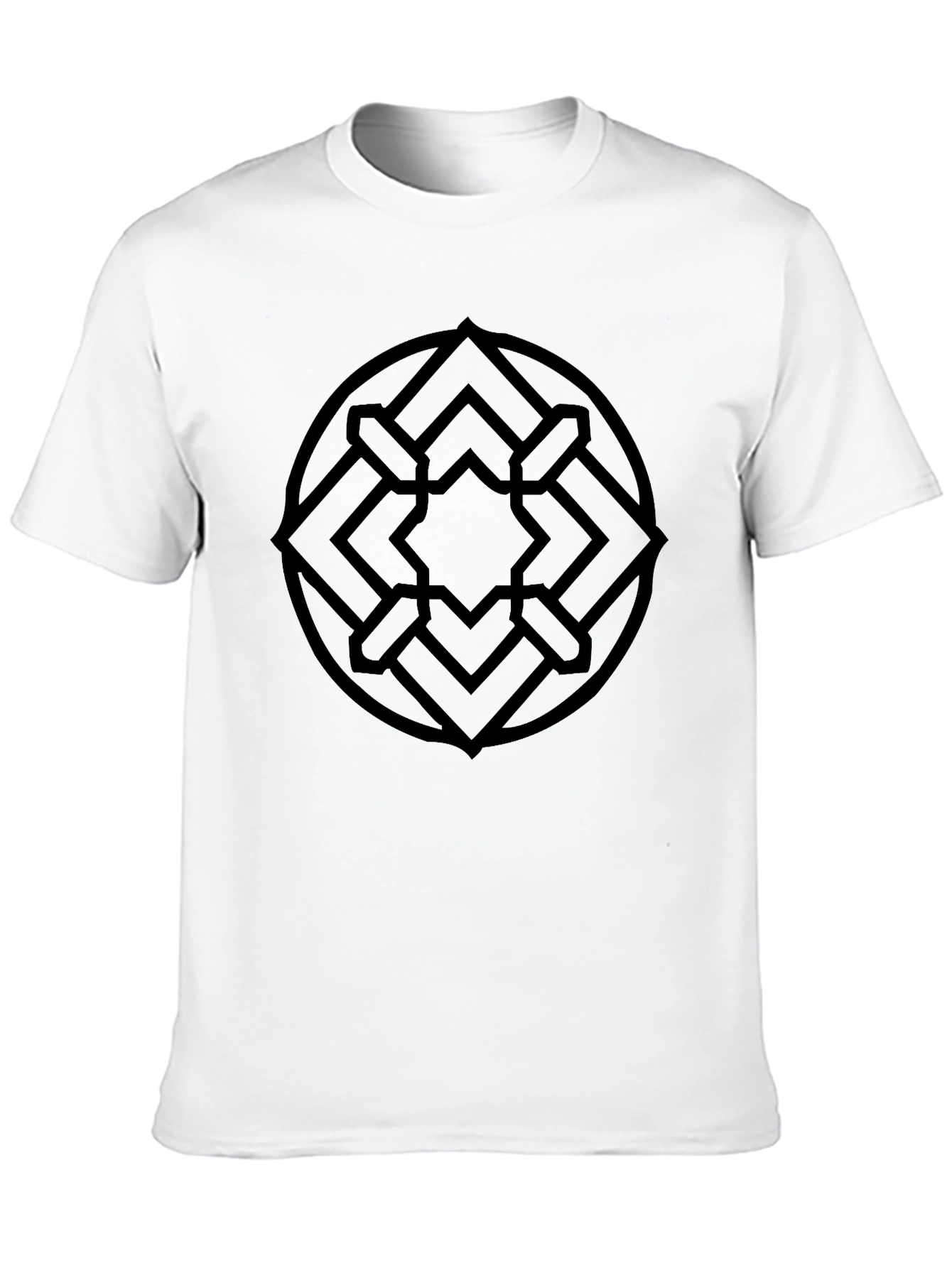 Geometric Circle Design Black T-Shirt